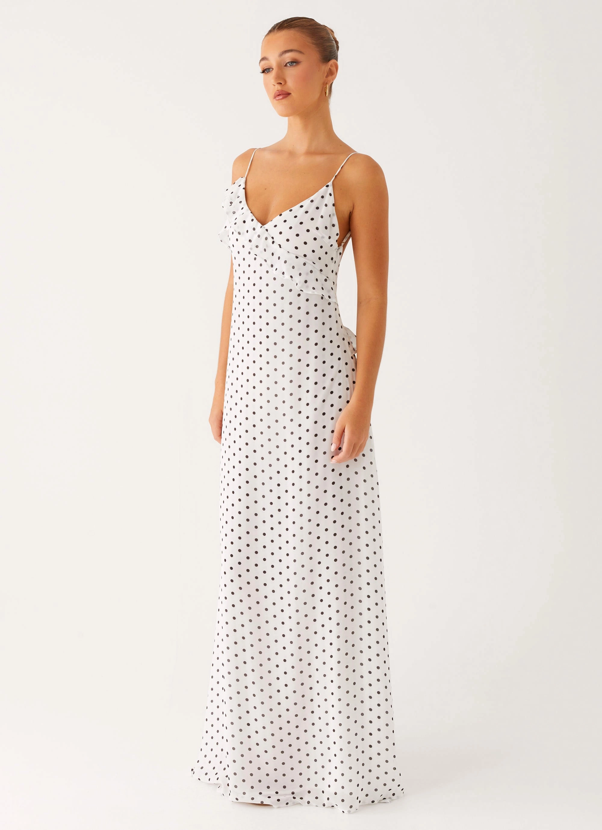 Love Energy Harri Maxi Dress - White Polka Dot