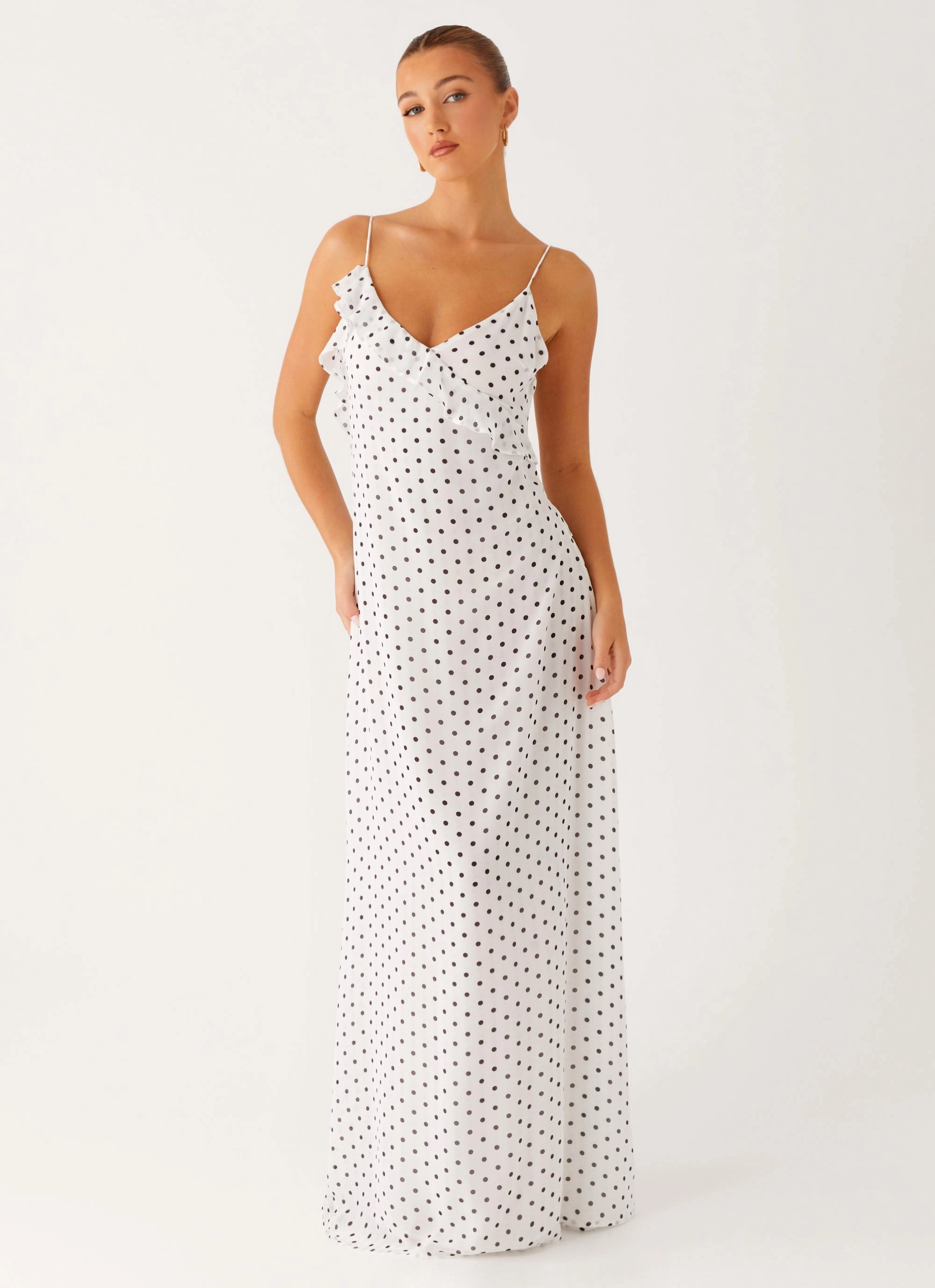 Movement Friendly Harri Maxi Dress - White Polka Dot