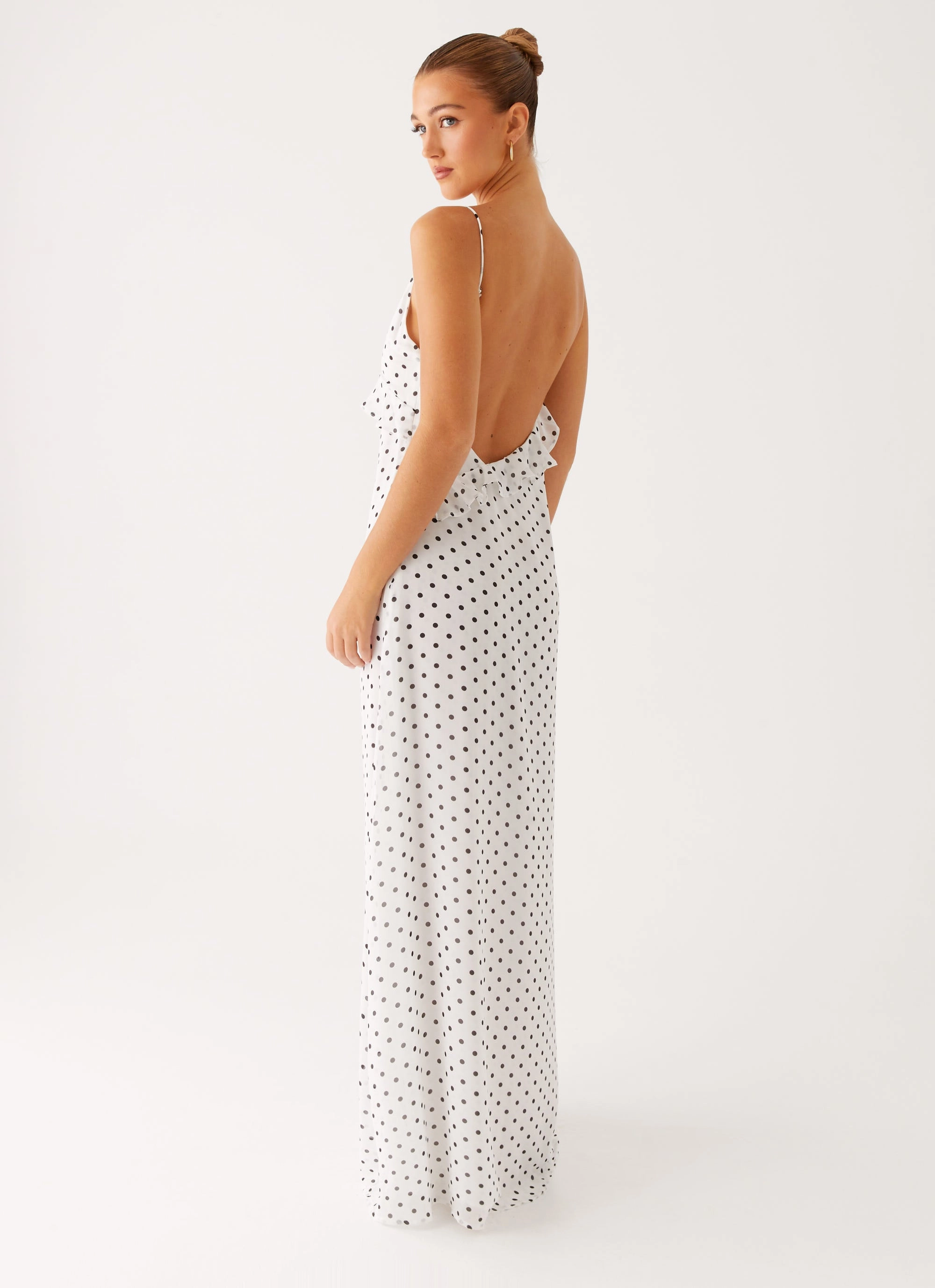 Sleek And Stylish Harri Maxi Dress - White Polka Dot