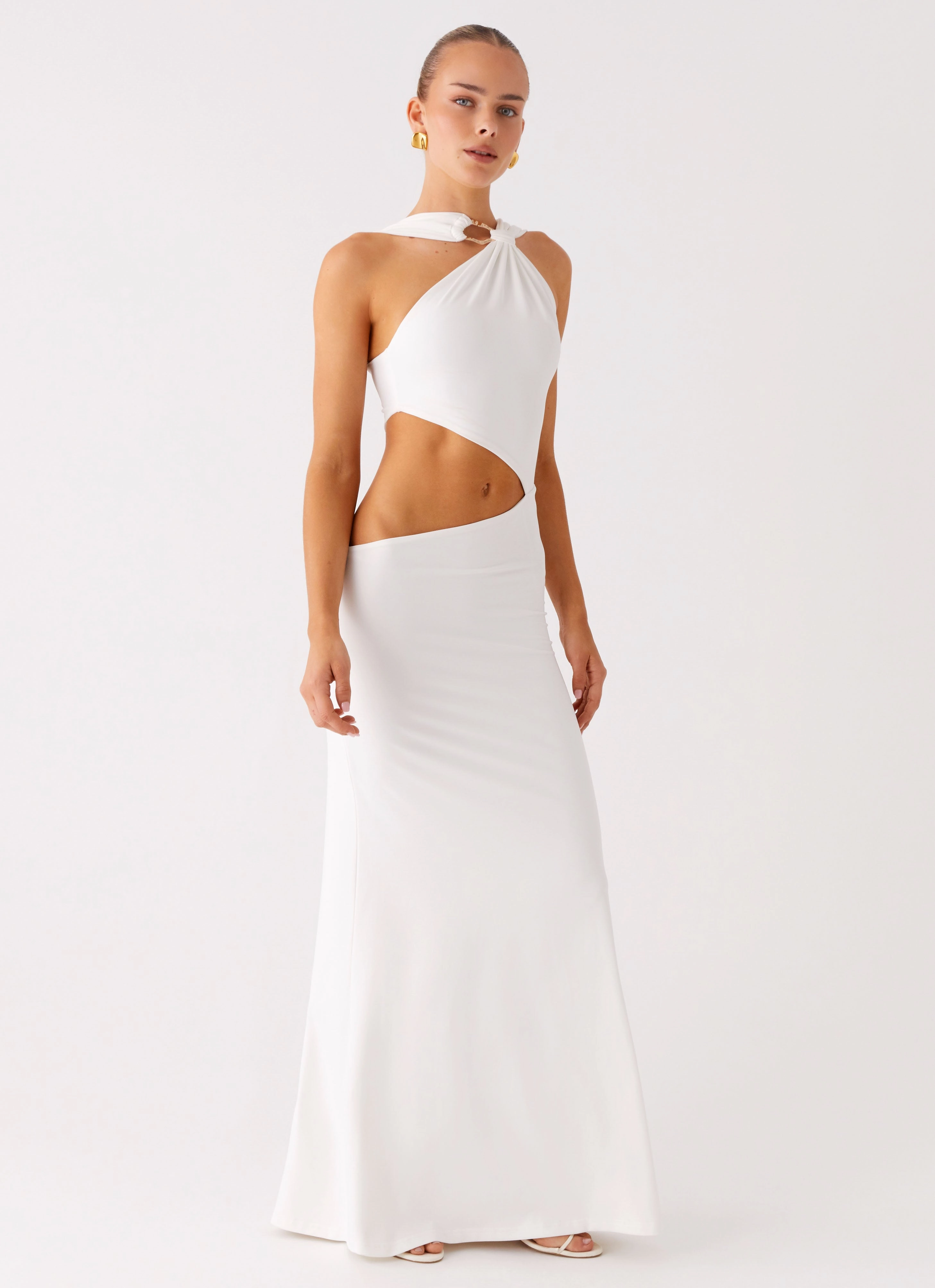 Juliander Knot Maxi Dress - White Slender Look