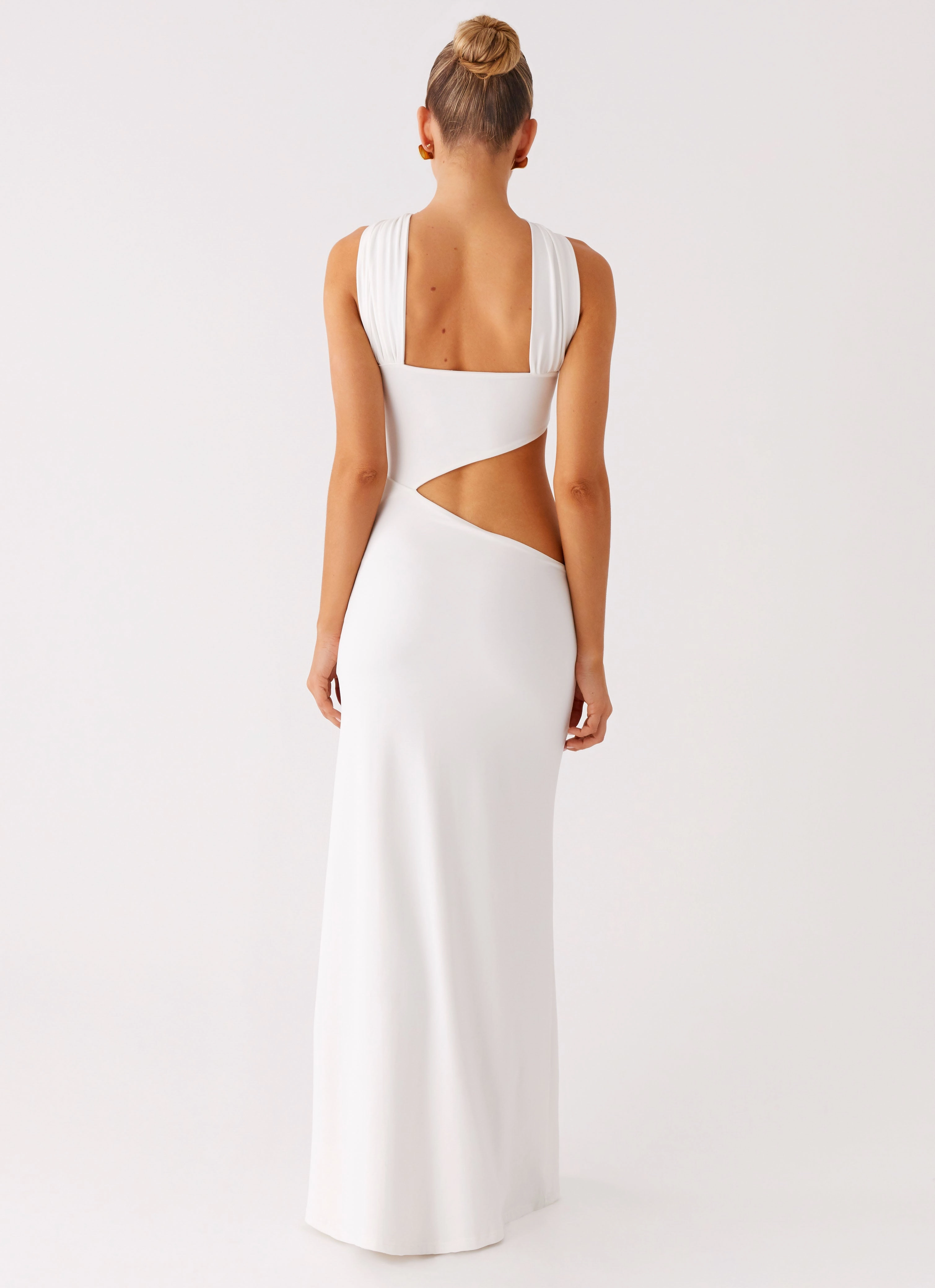 Fine Texture Unlined Look Juliander Knot Maxi Dress - White