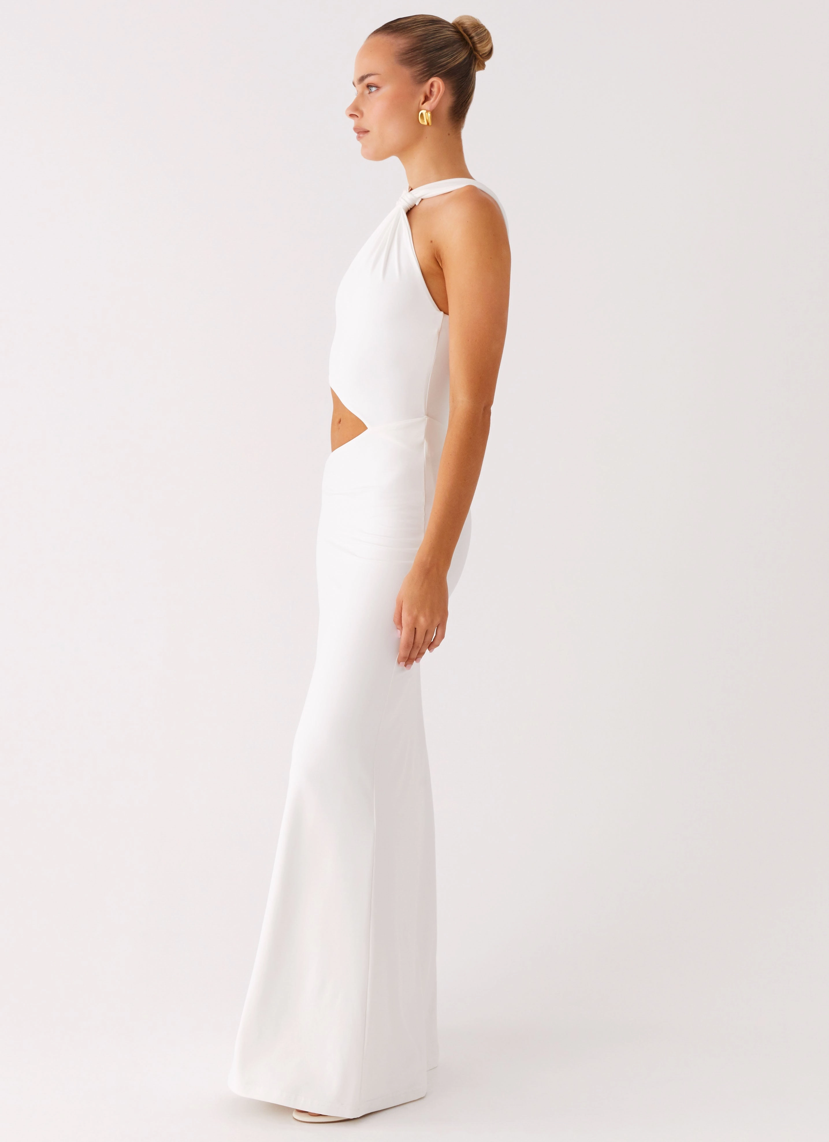 Juliander Knot Maxi Dress - White City Bright Elastic-Cuff