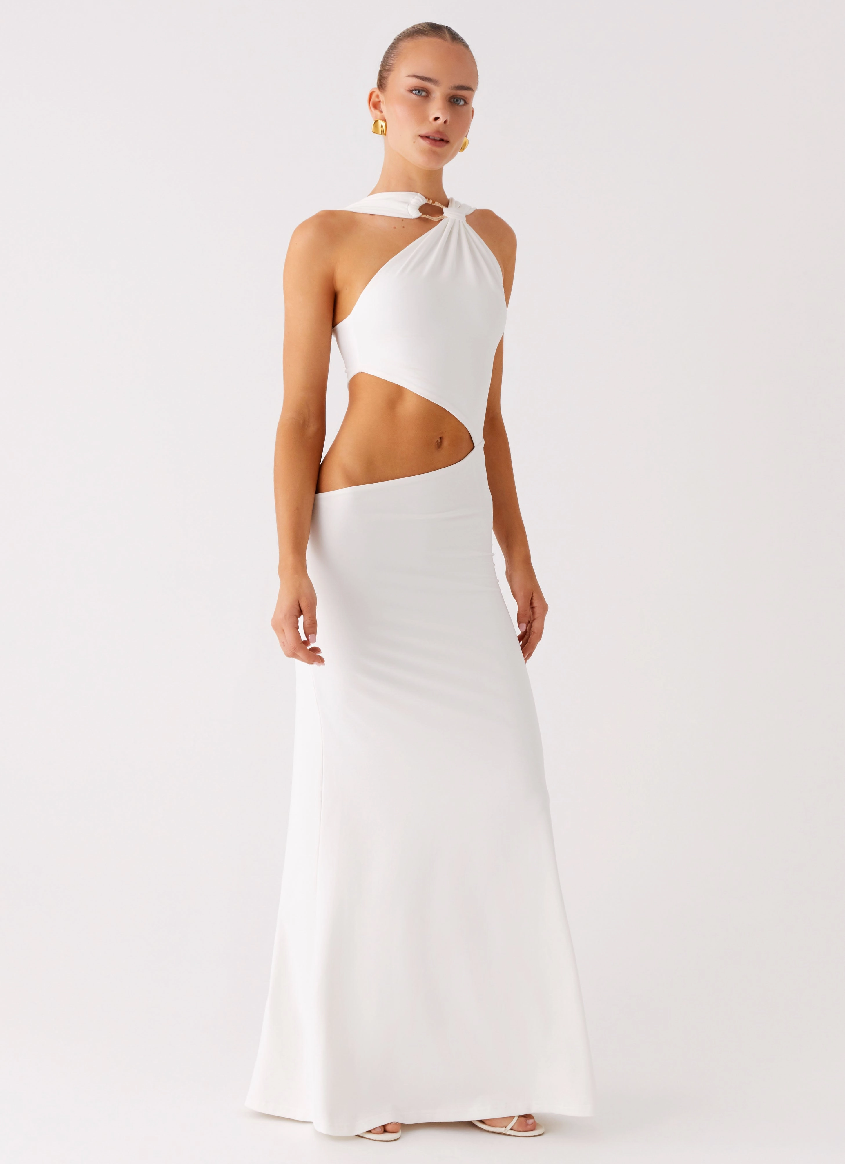 Juliander Knot Maxi Dress - White Zip Ease