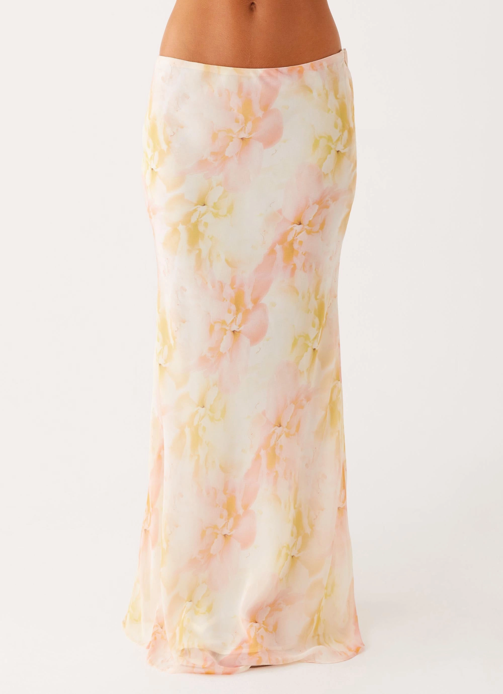 Animal Print Harlow Chiffon Maxi Skirt - Floral Print