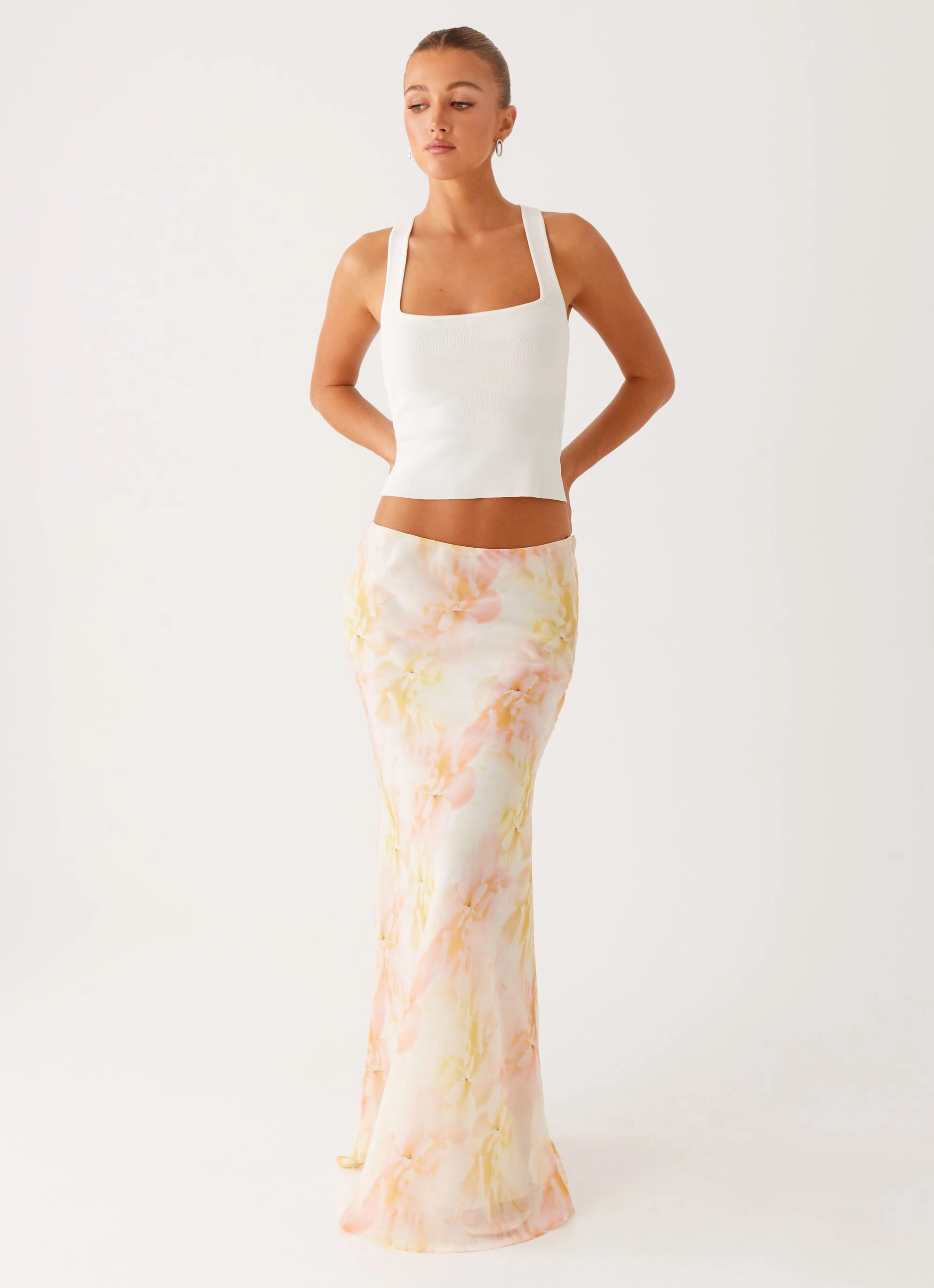 Organic Cotton Harlow Chiffon Maxi Skirt - Floral Print