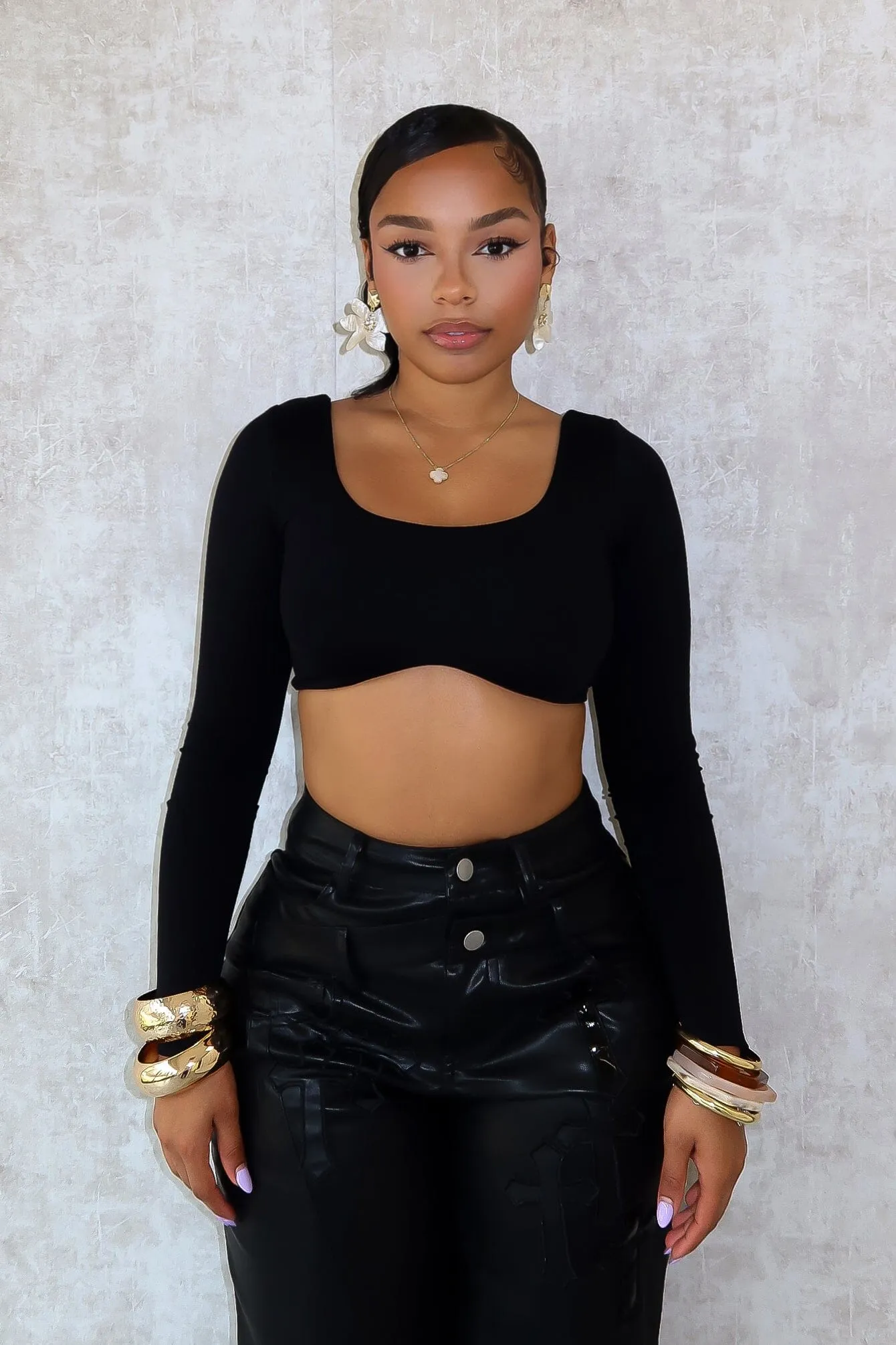 Harriet Back Cut Out Cropped Long Sleeve Top LongLastingDurability