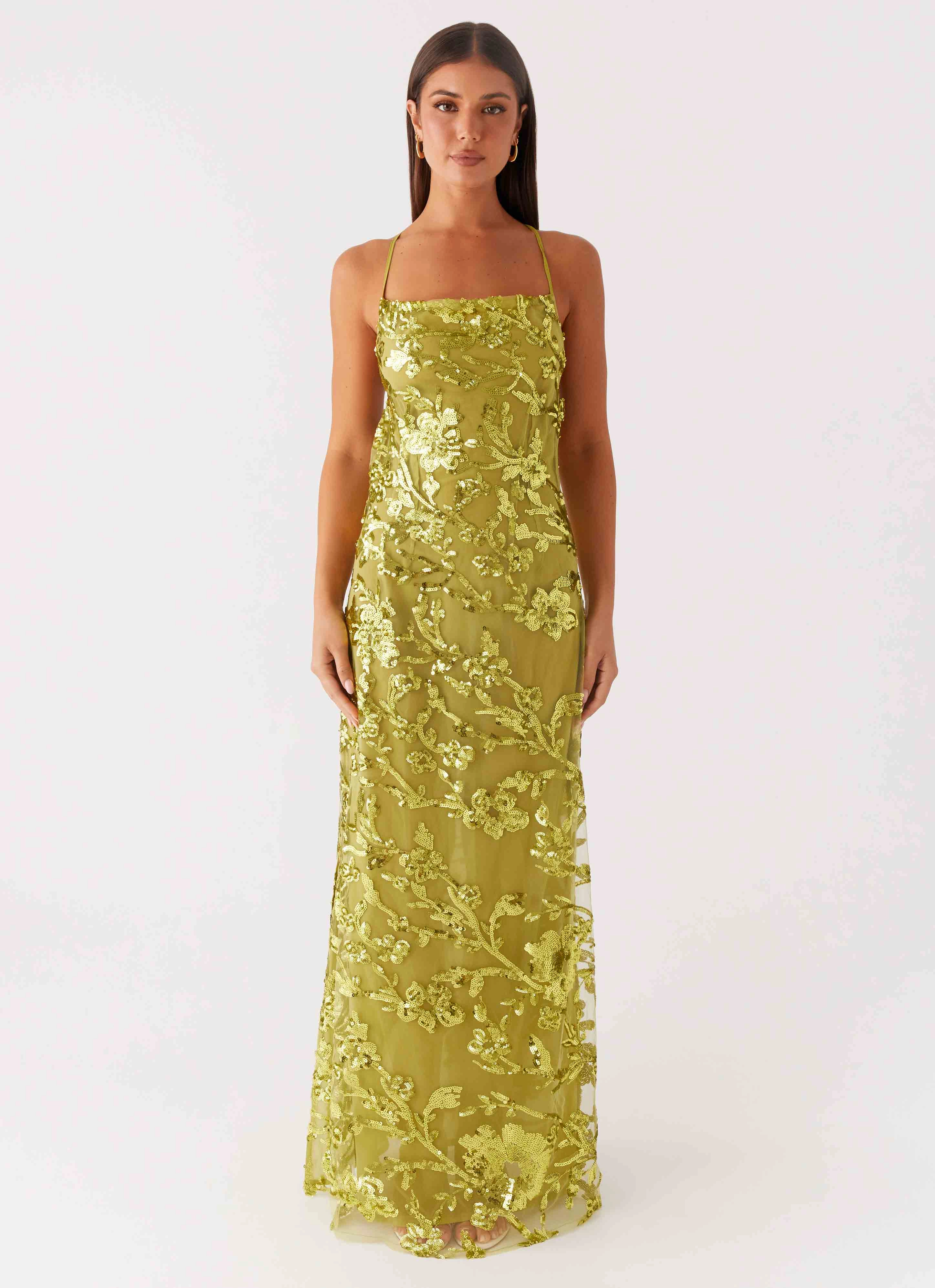 Havana Sequin Maxi Dress - Lime Seasonal Comfort Life Soft
