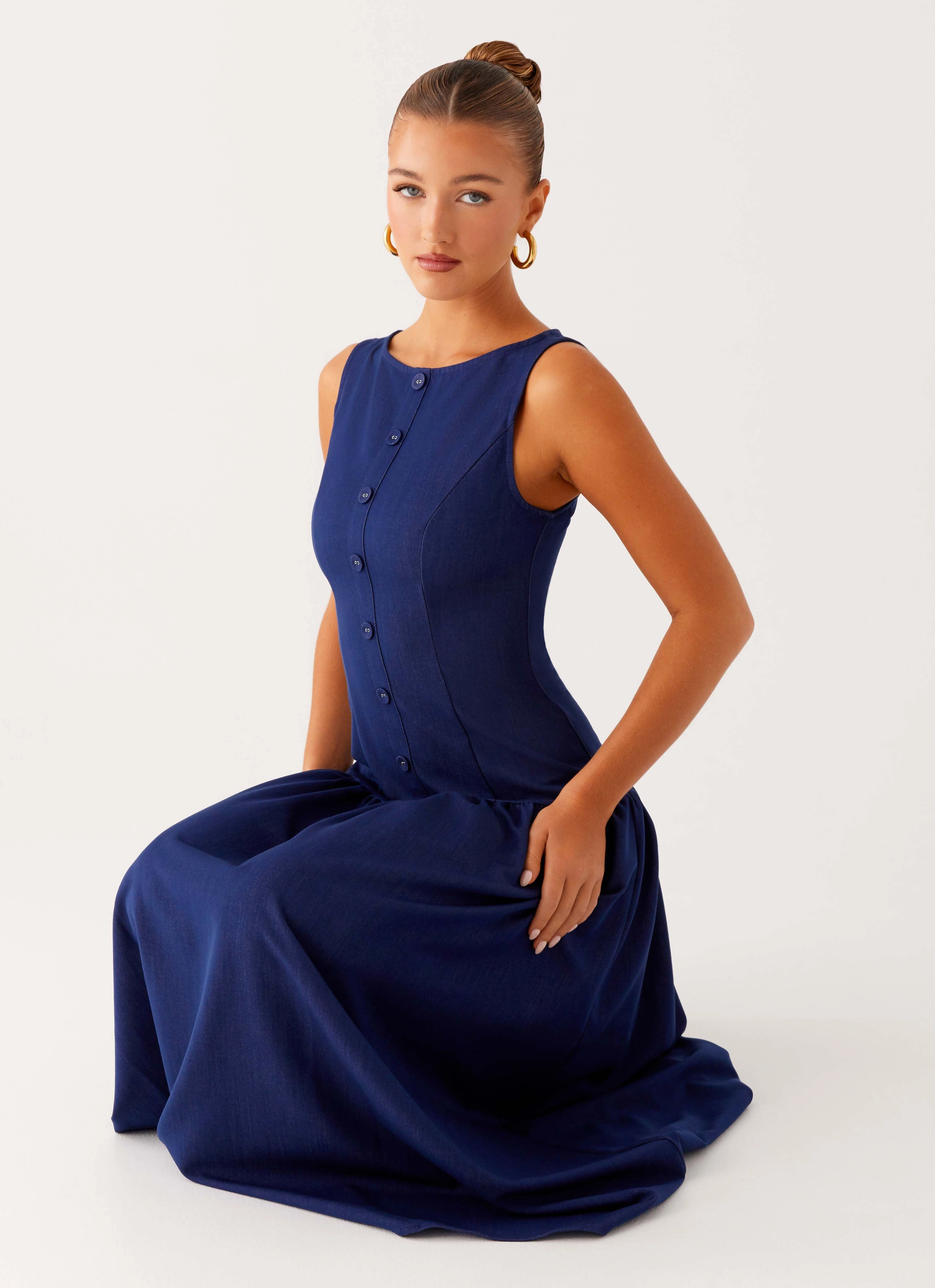 TaglessDesign Everyday Outfit Hayes Denim Midi Dress - Indigo