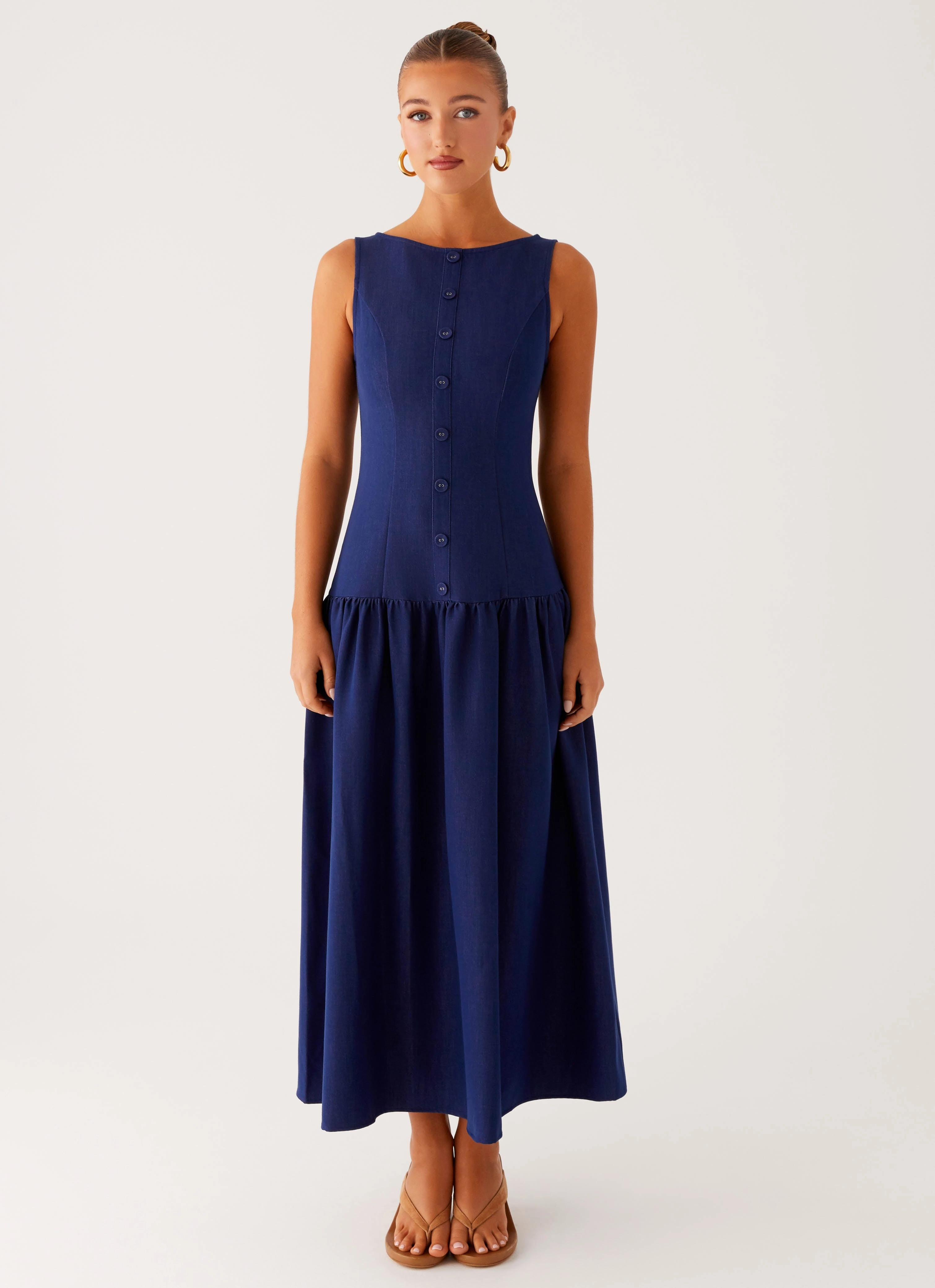 Classic Style Hayes Denim Midi Dress - Indigo