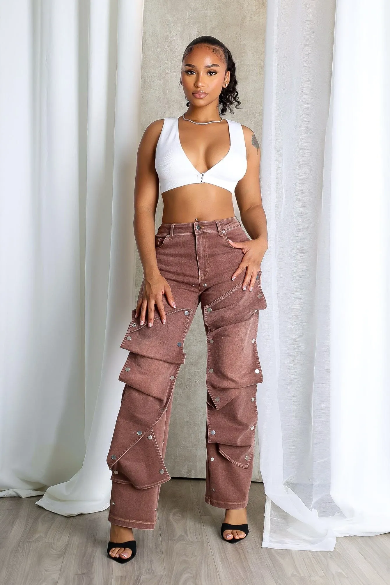 Urban Uniform Hazel Snap Button Baggy Jeans