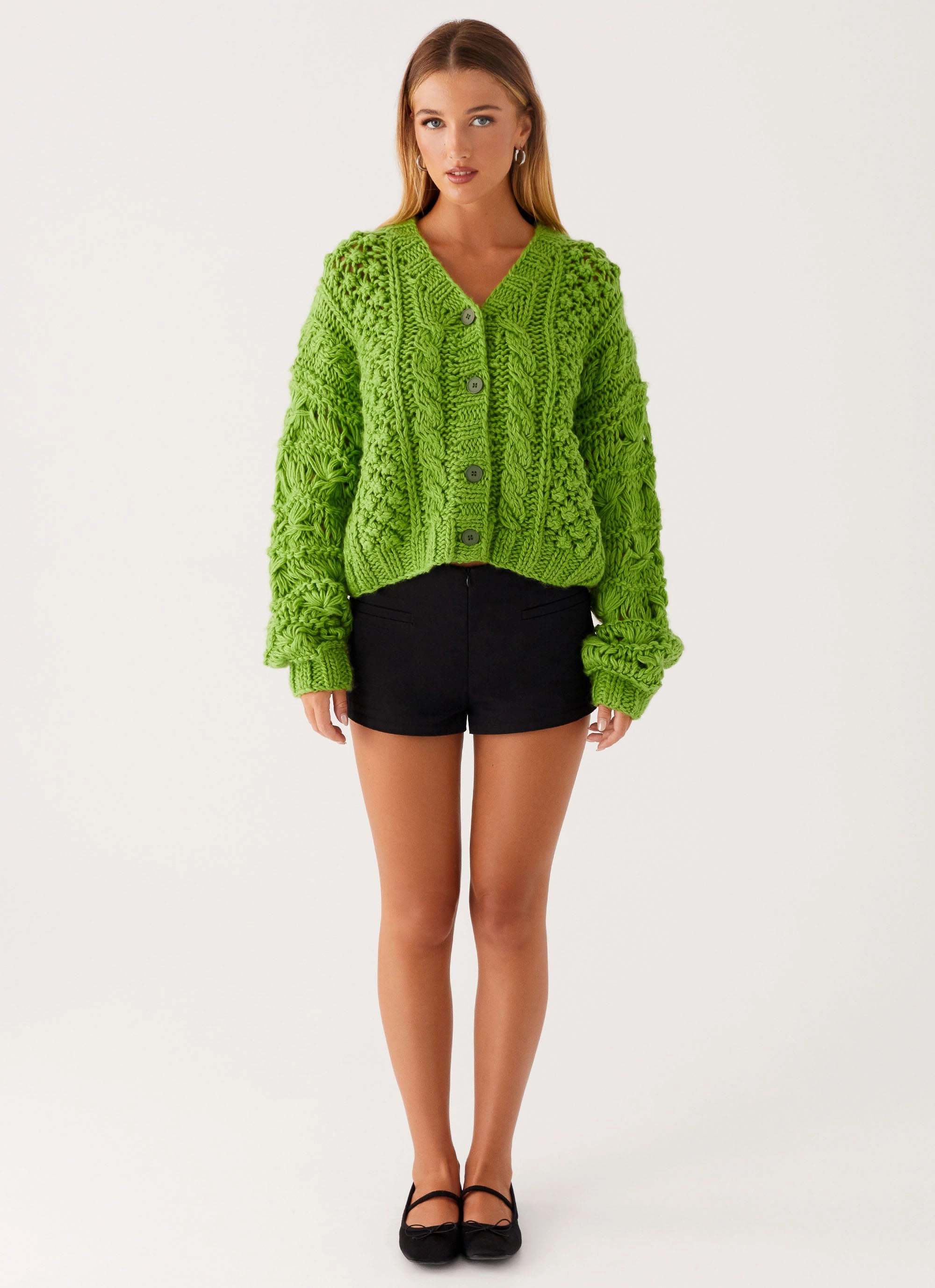 Hazel Knit Cardigan - Green LightweightConstruction