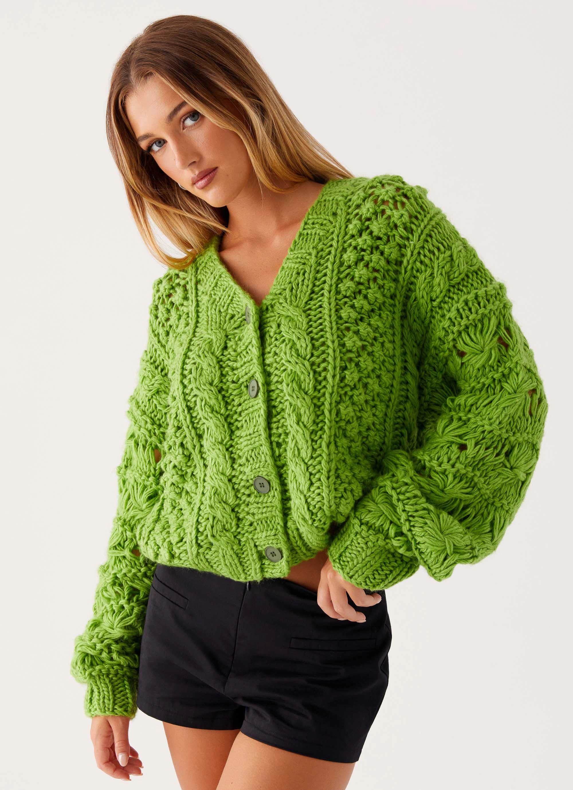 AllPurposeFastening Hazel Knit Cardigan - Green