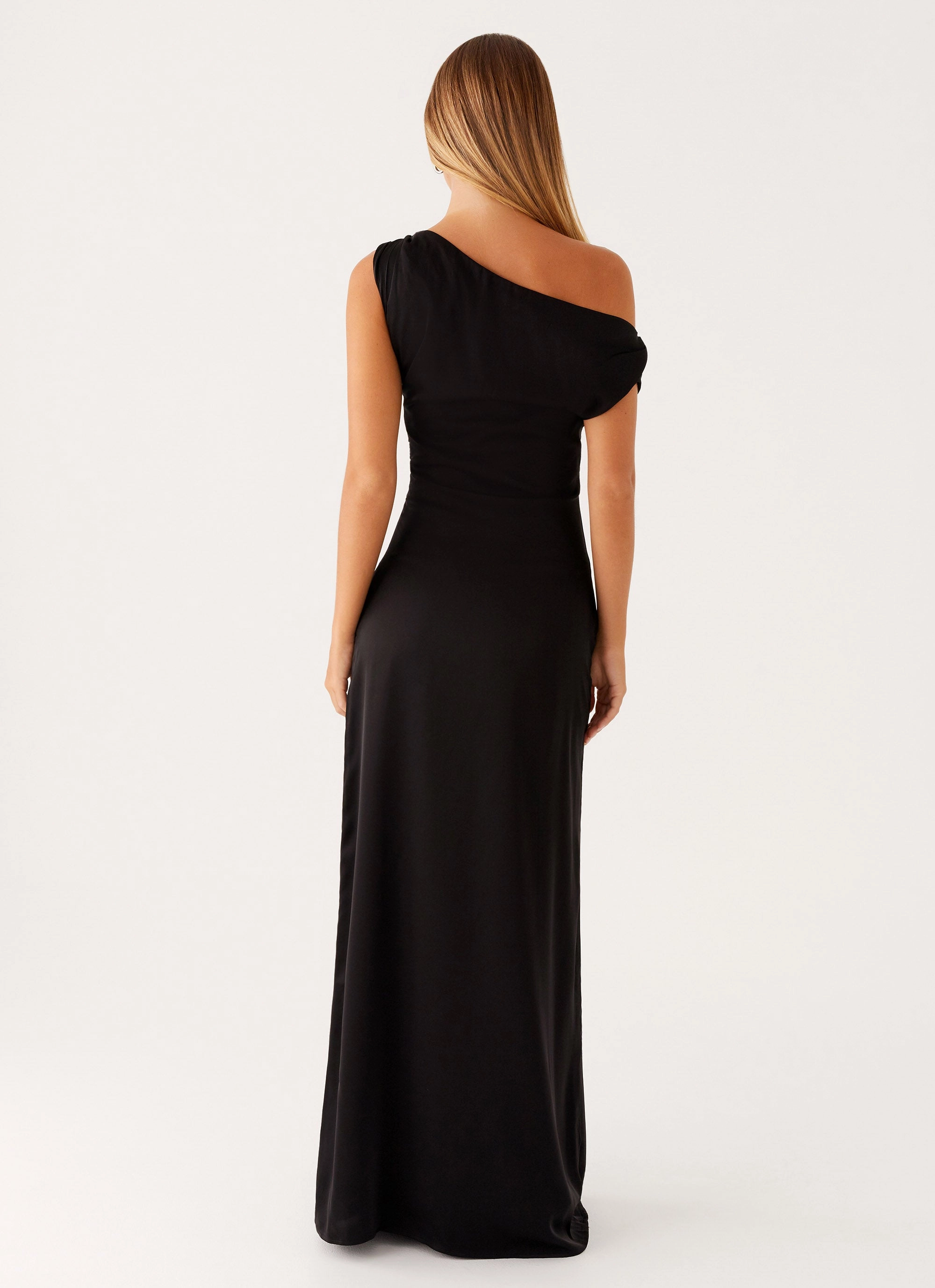 Euro Ease Heart Of Glass Satin Maxi Dress - Black