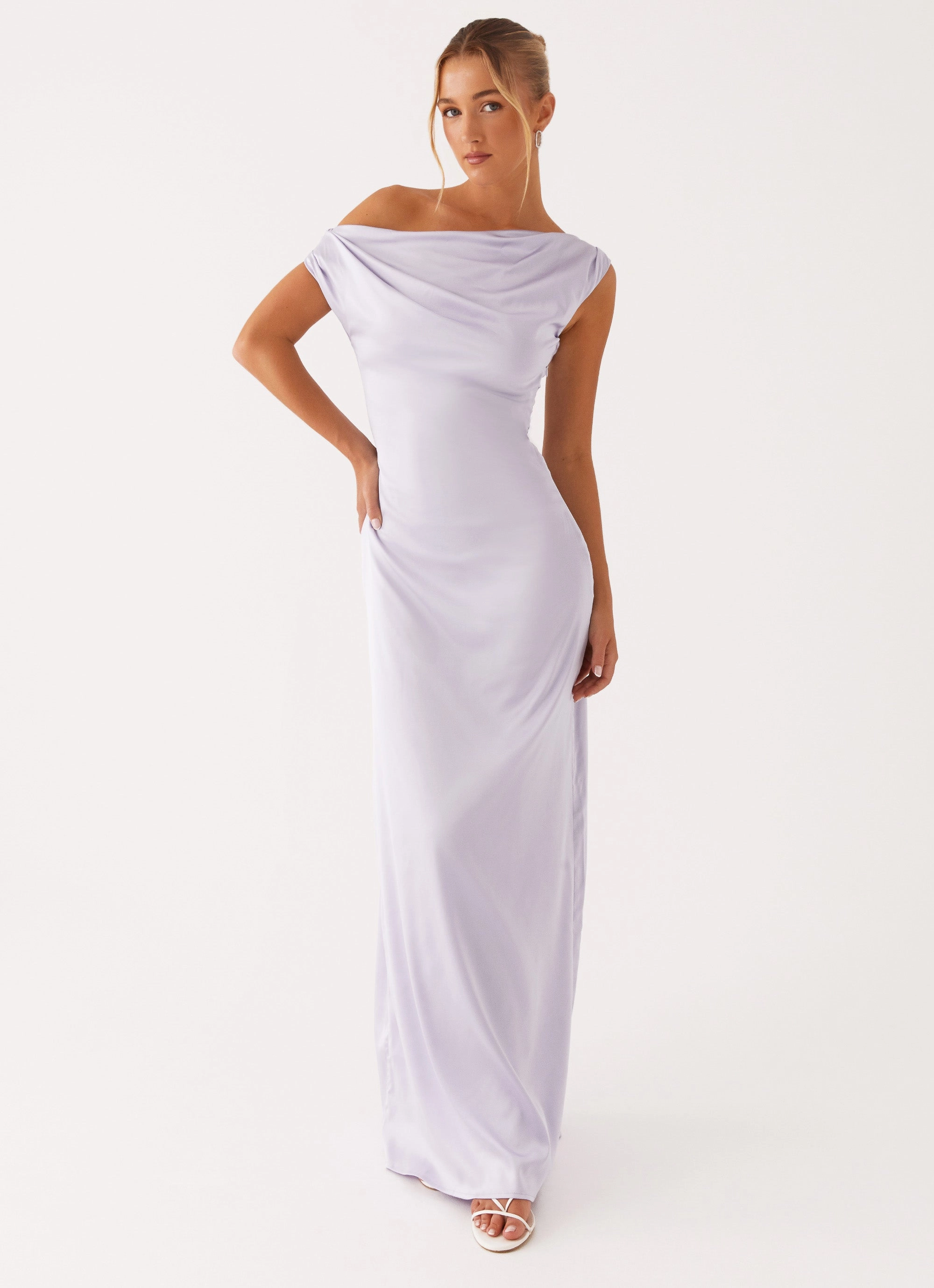 Kind Light Heart Of Glass Satin Maxi Dress - Lilac