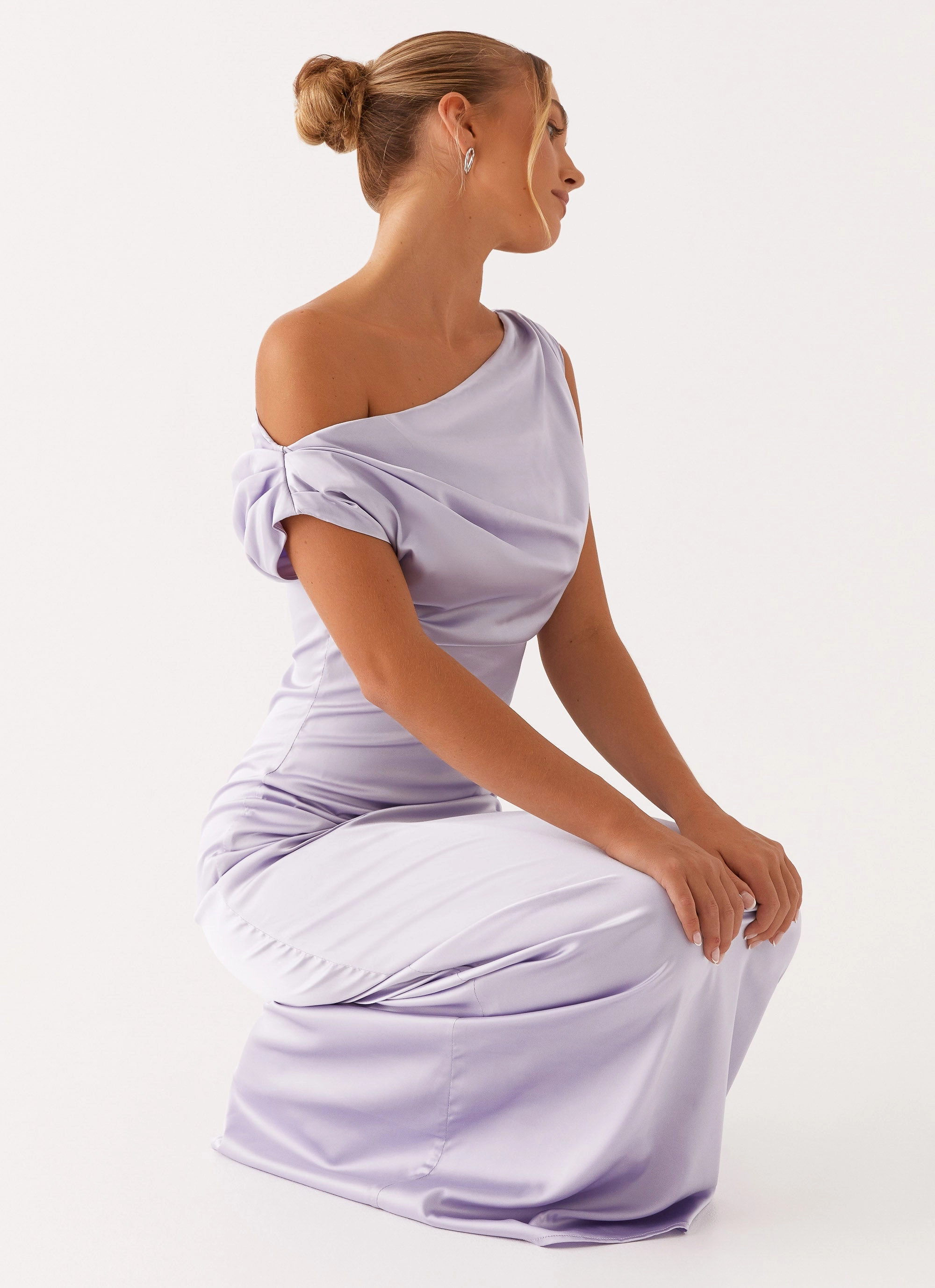 Heart Of Glass Satin Maxi Dress - Lilac Low Key