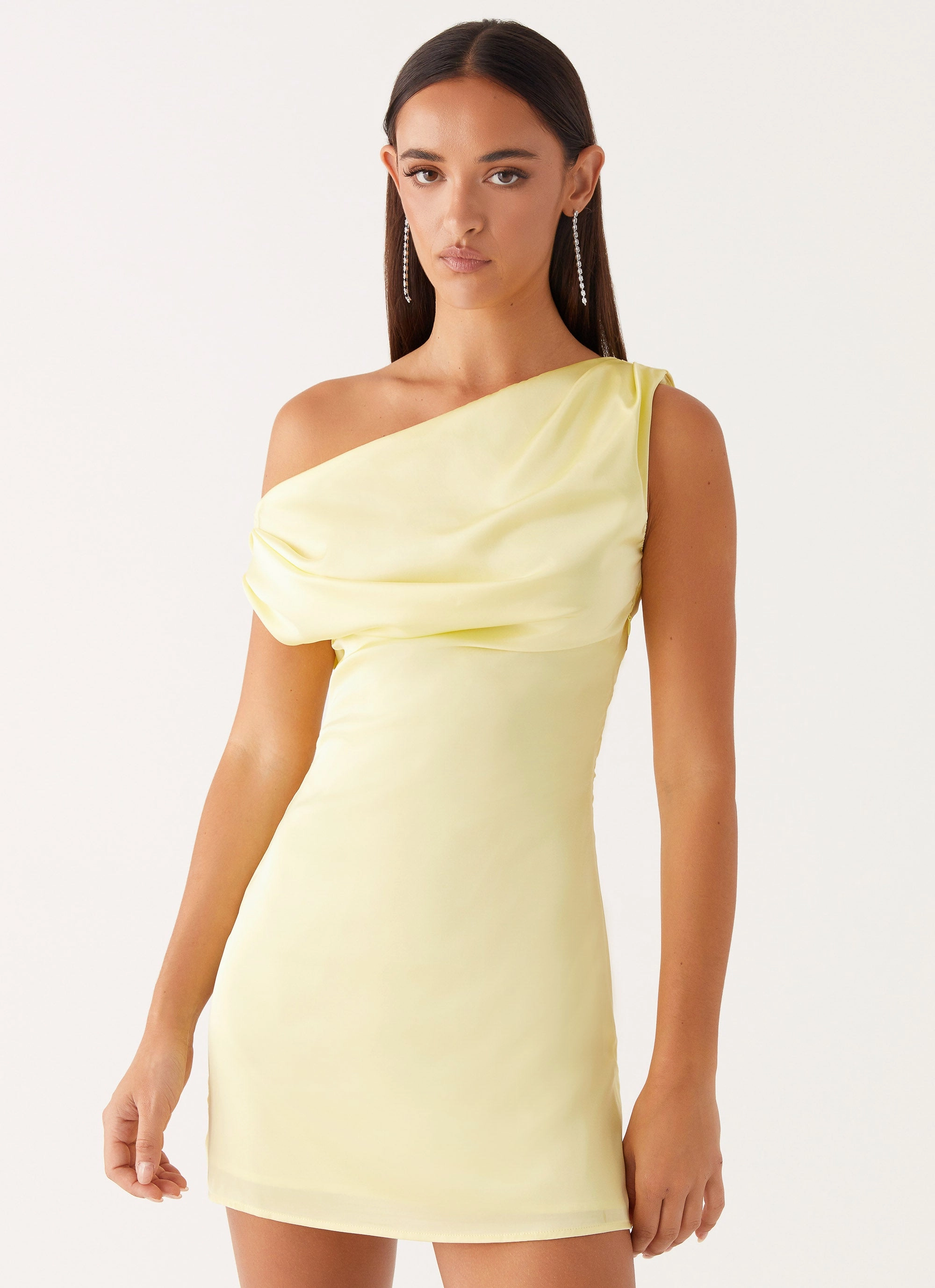 Resale Value Durable Stitching Heart Of Glass Satin Mini Dress - Yellow