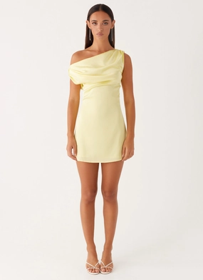 Heart Of Glass Satin Mini Dress - Yellow Young adult Elegant Look