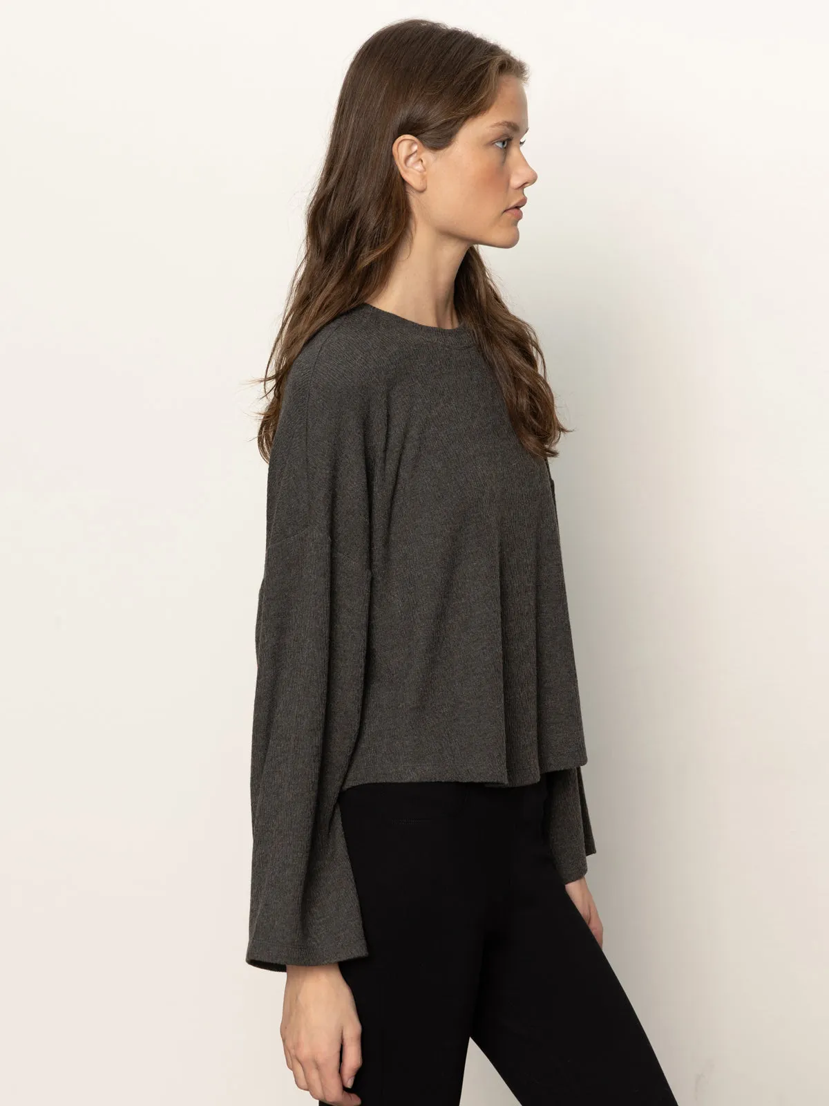 Hearthside Popover Top Heather Ink Bamboo Derived Material