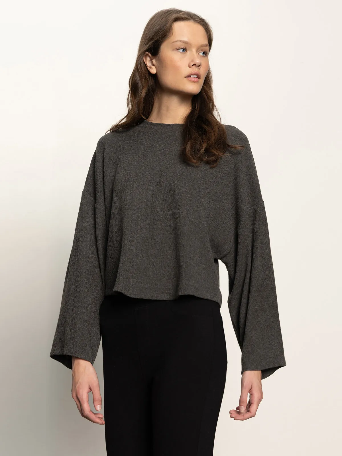 OdorControl Circular Knit Technology Hearthside Popover Top Heather Ink