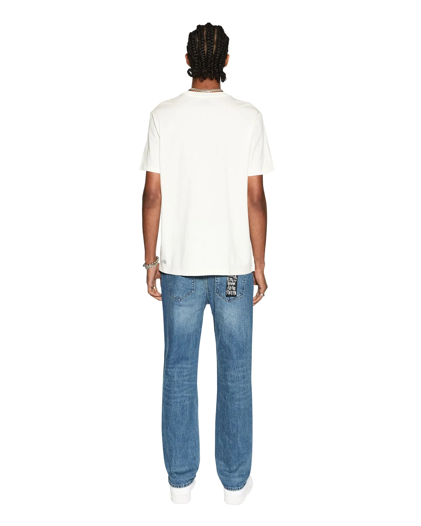 Recycled Material Blend Heathered Melange Yarn IDOLS KASH SS TEE VINTAGE WHITE