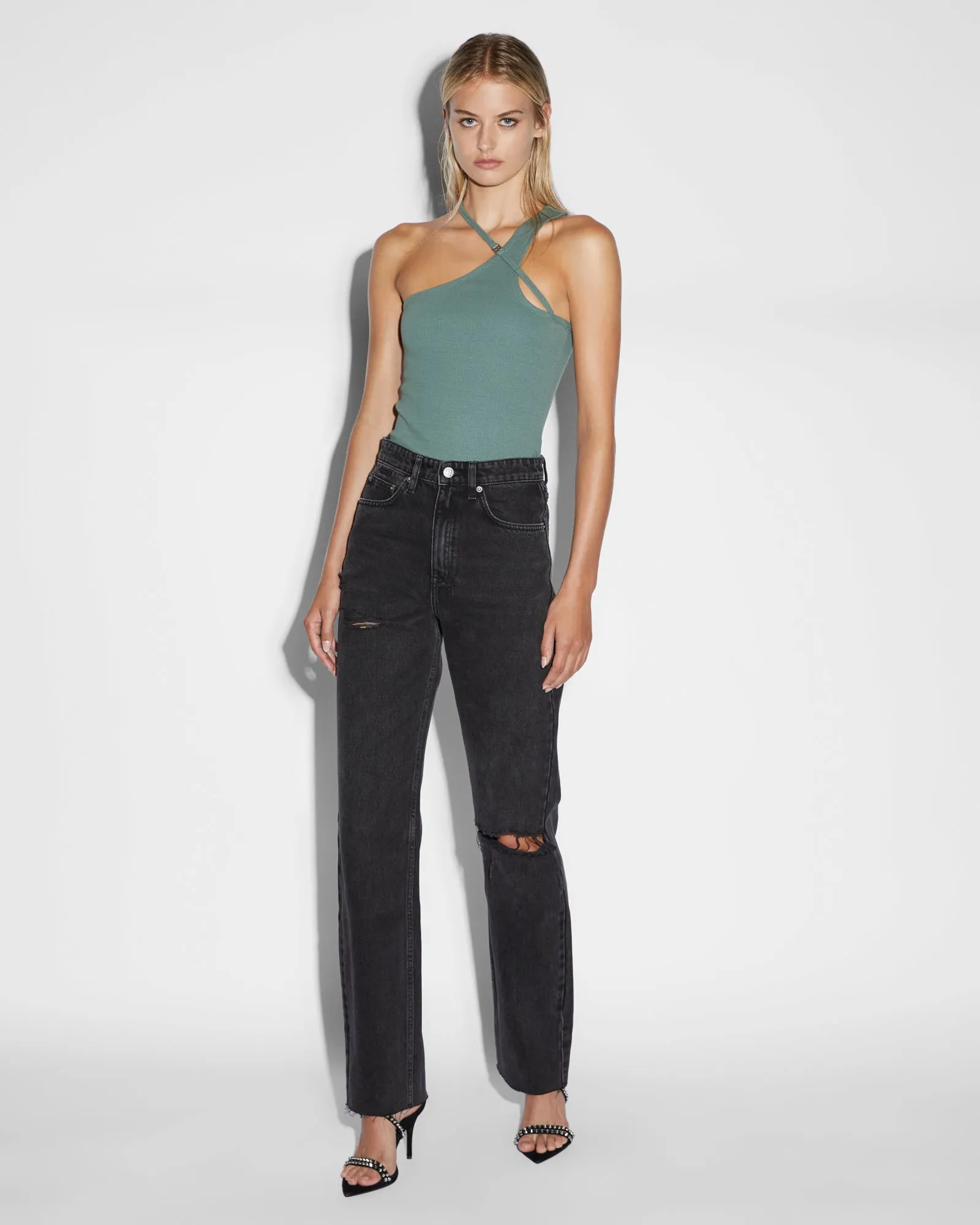 WrinkleFree Fabric Fashion Blouse HeatTransfer Print SCORE TANK LAGOON