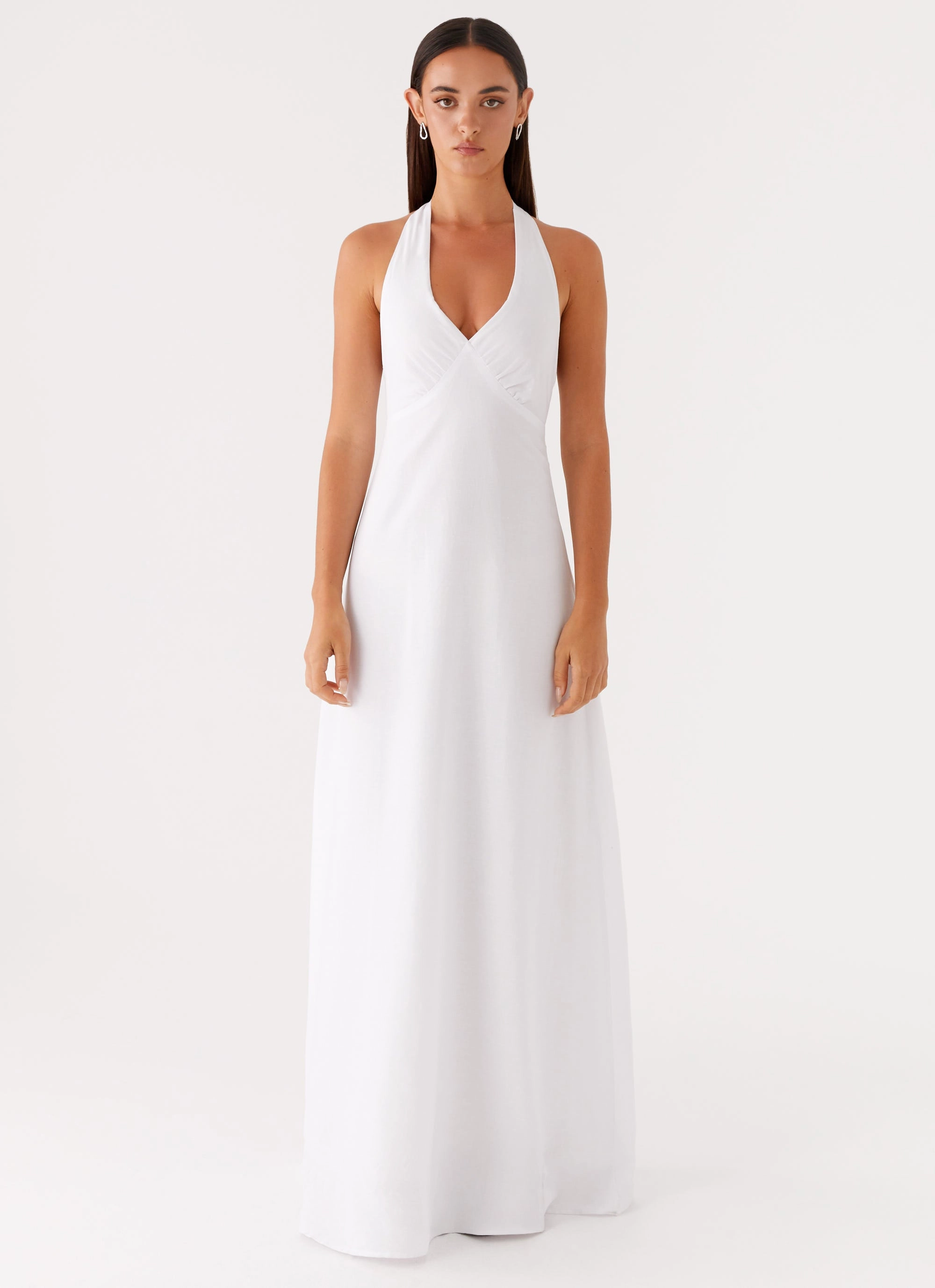 Heavy Hearted Linen Maxi Dress - White Casual maxi dress