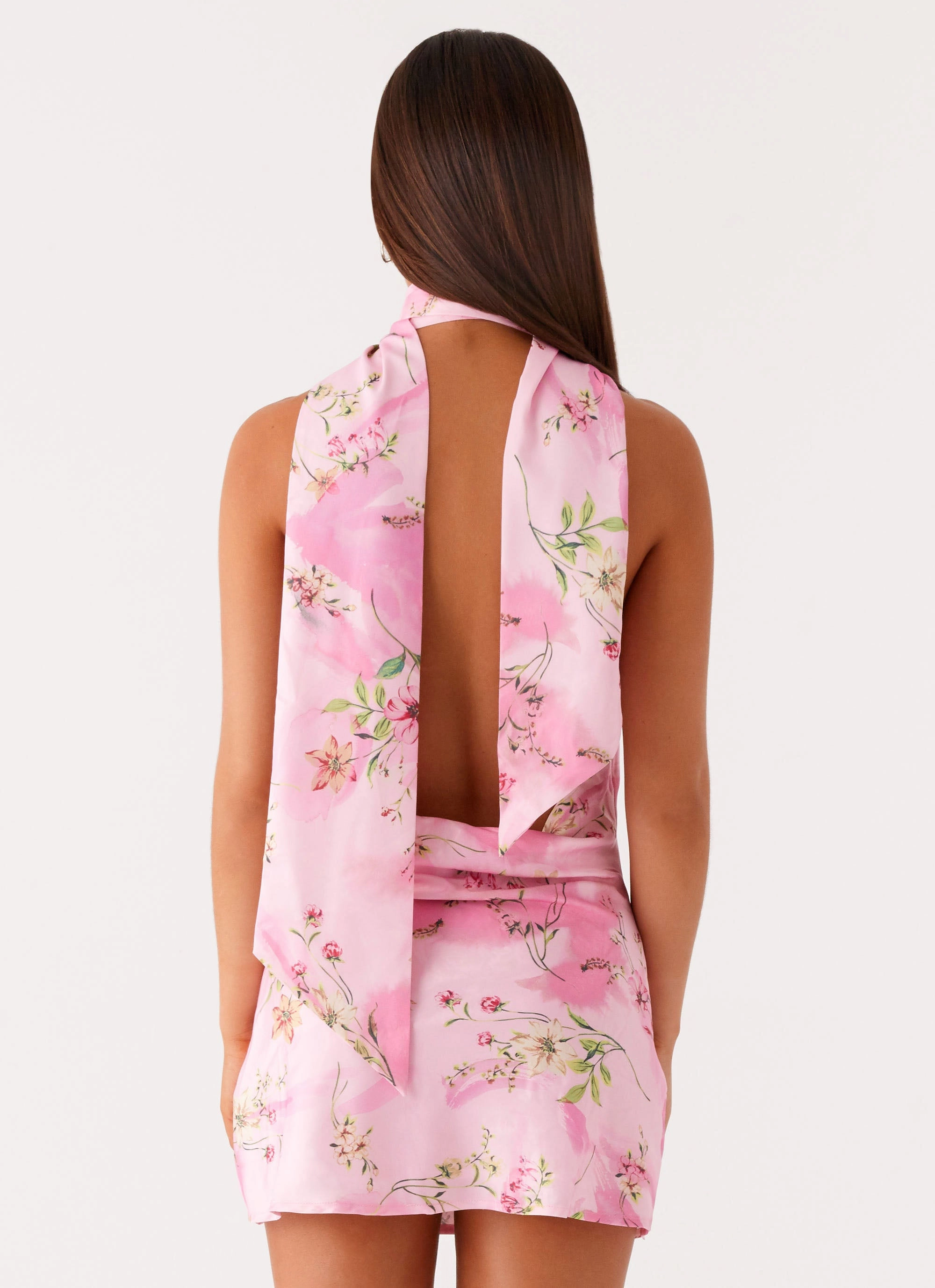 Leather Look Chill Tones Heidi Mini Dress - Pink Floral