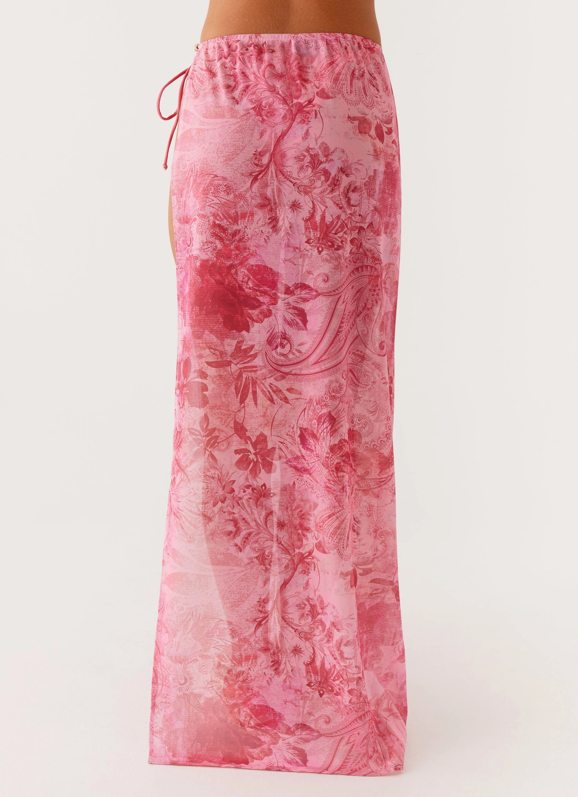 Relaxed Mood Quick Fit Here For It Beaded Maxi Skirt - Pink Print