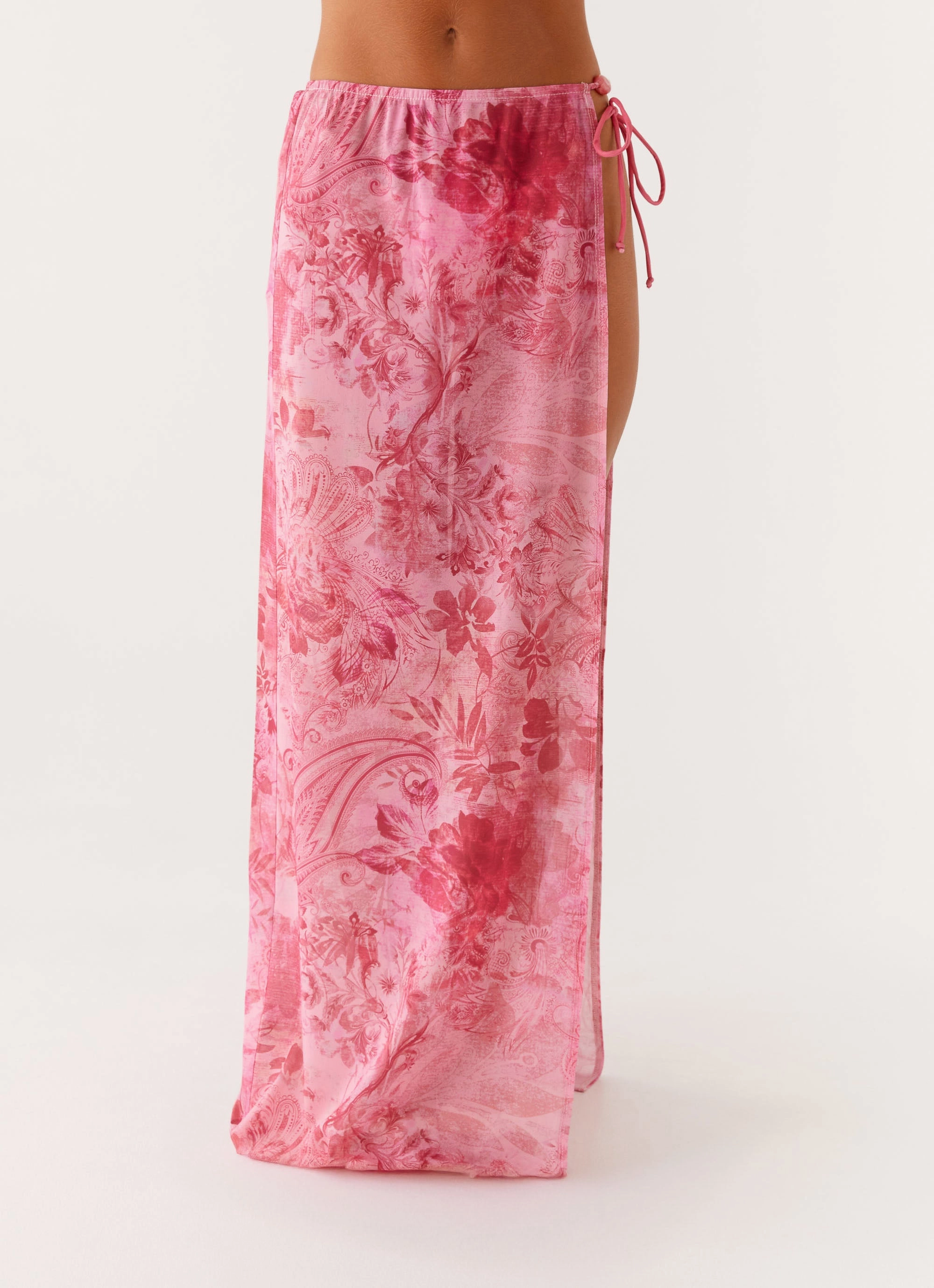 Smart Fit Outfit Essence Here For It Beaded Maxi Skirt - Pink Print
