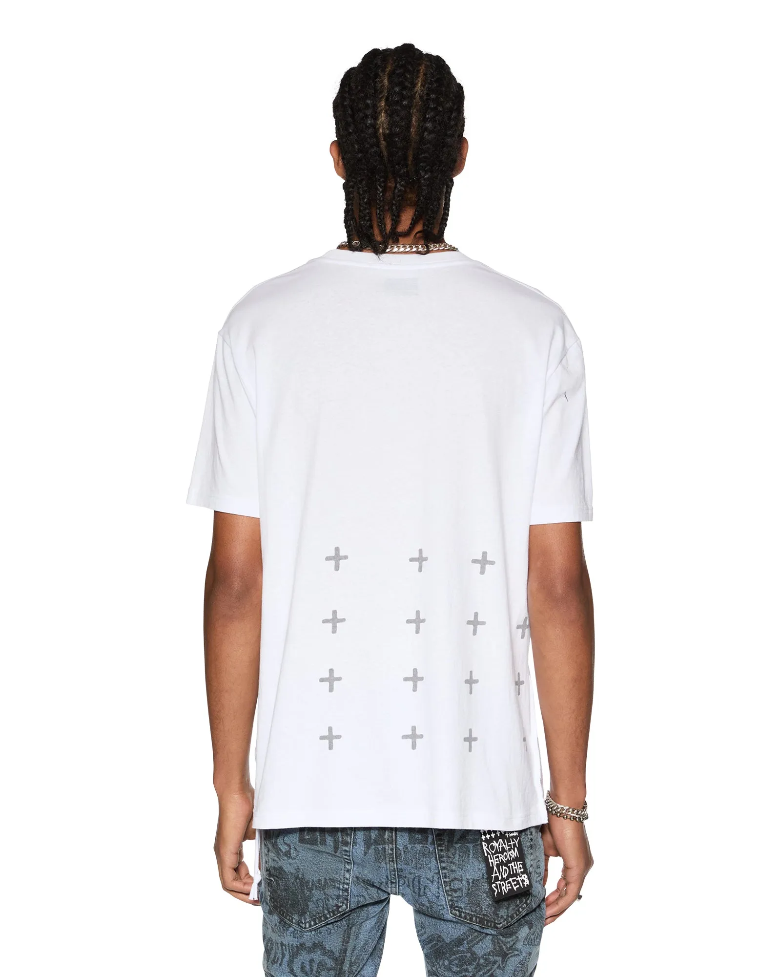 HERO KASH SS TEE TRU WHITE Grid Texture Weave Layered Collar System