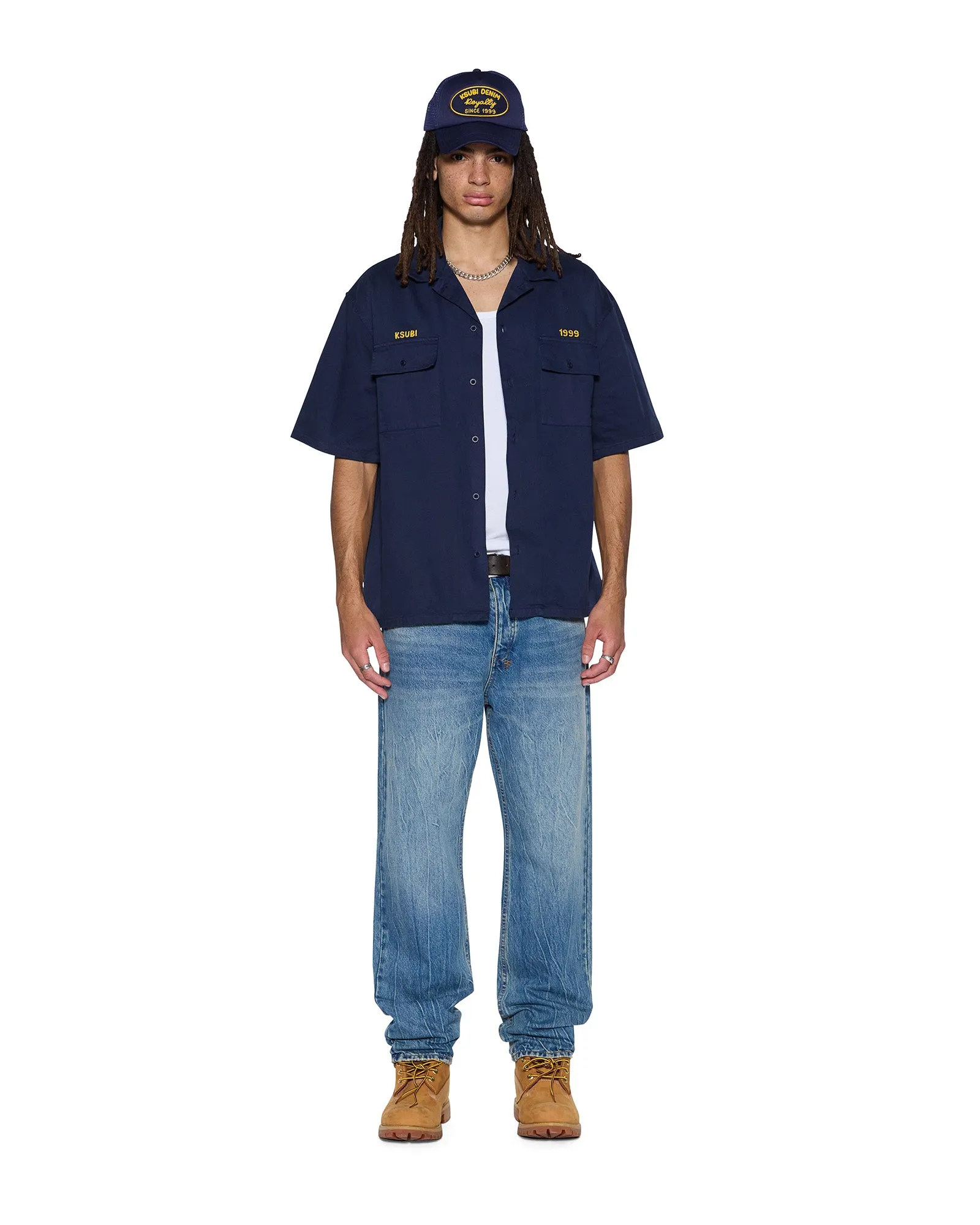 MEKANIK BOILER SS SHIRT INK BLUE RollUpFasten Active Wear Shorts