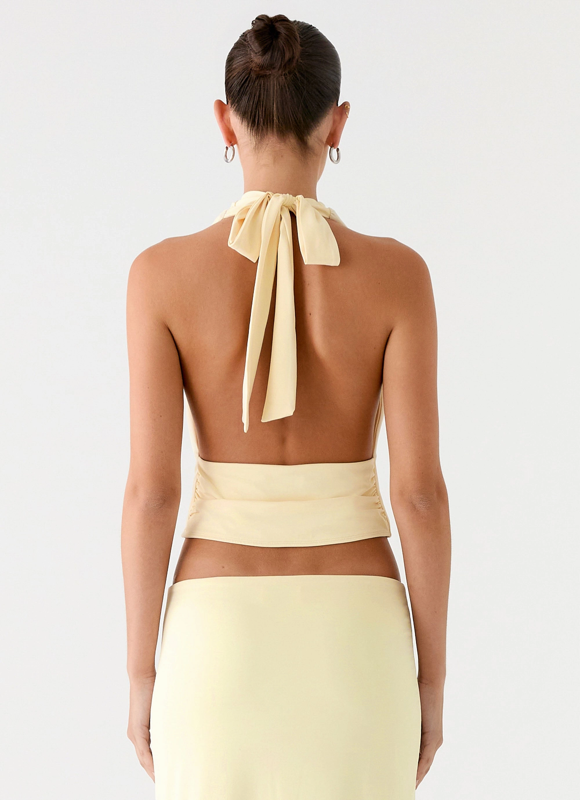 QuickPackFoldableDesign Layered Collar Structure Ashi Cowl Top - Yellow