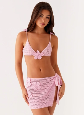 Aziza Crochet Bikini Top - Pink FrictionResistant Trim Activewear Top