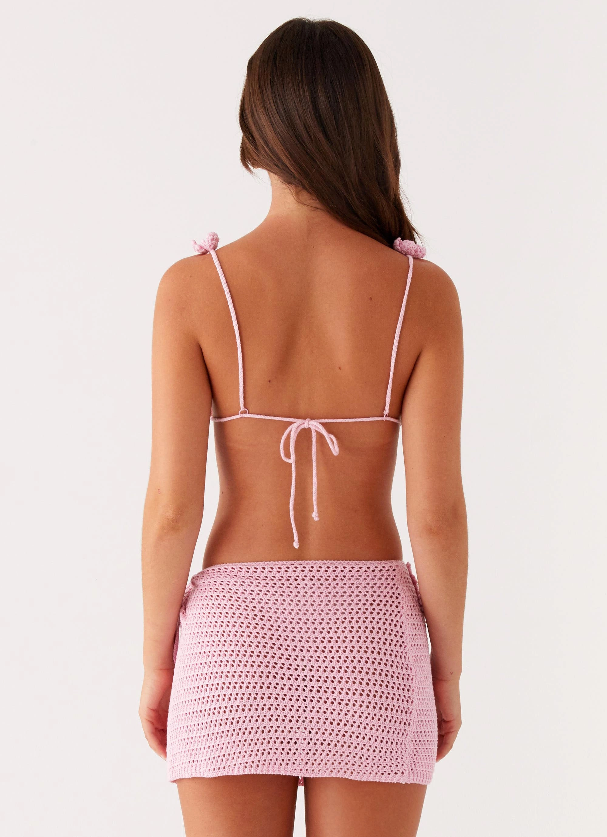 NonPill Surface Treatment Flowy Tunic Aziza Crochet Bikini Top - Pink