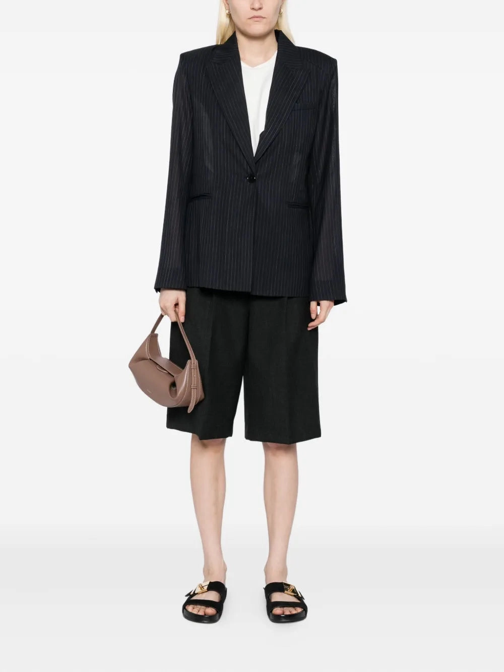 Sporty Look Alarm Unlined Husband Blazer in Midnight/White