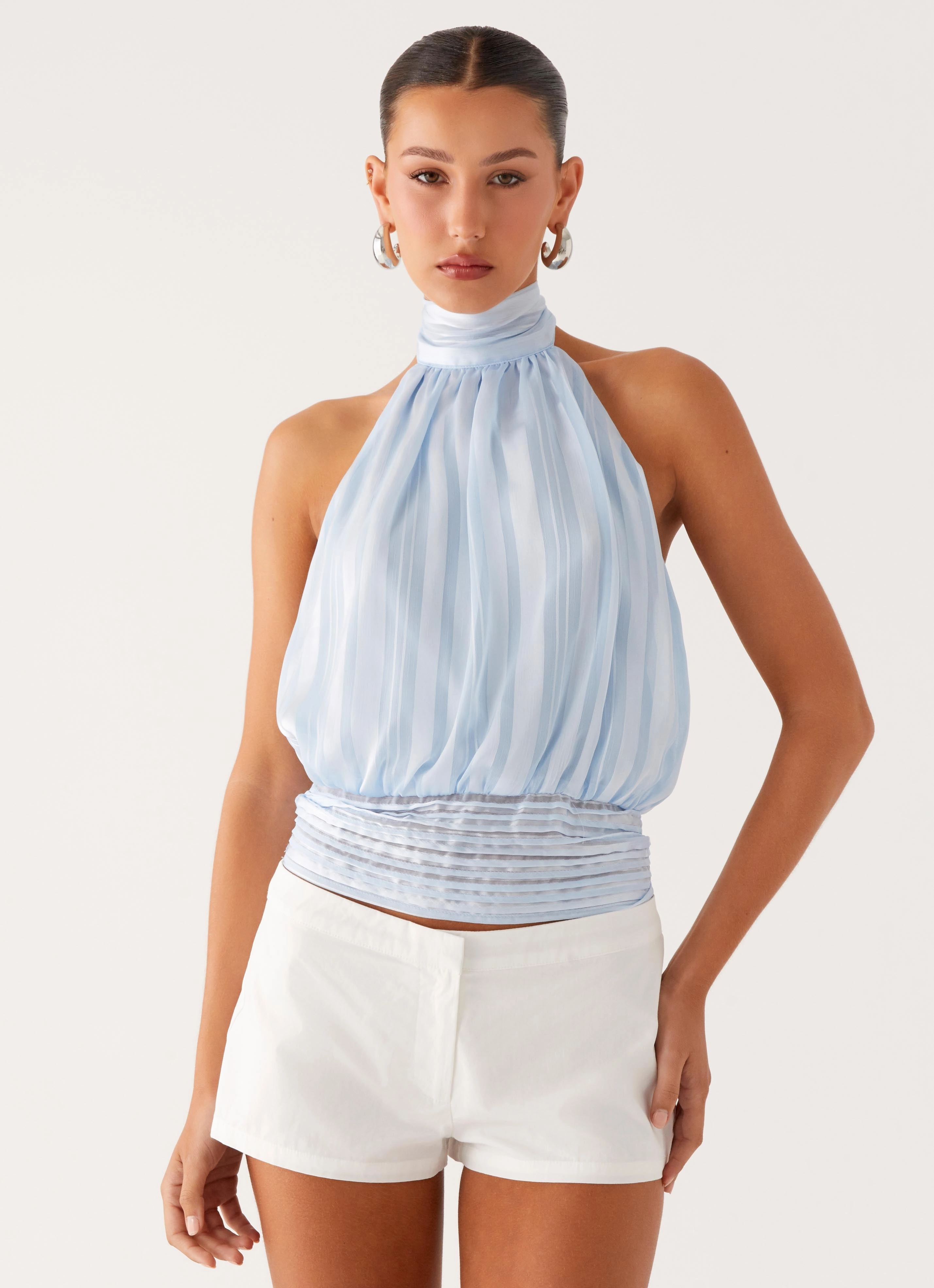 Willow Chiffon Top - Blue Fade Resistant Finish Heat Regulating Fabric