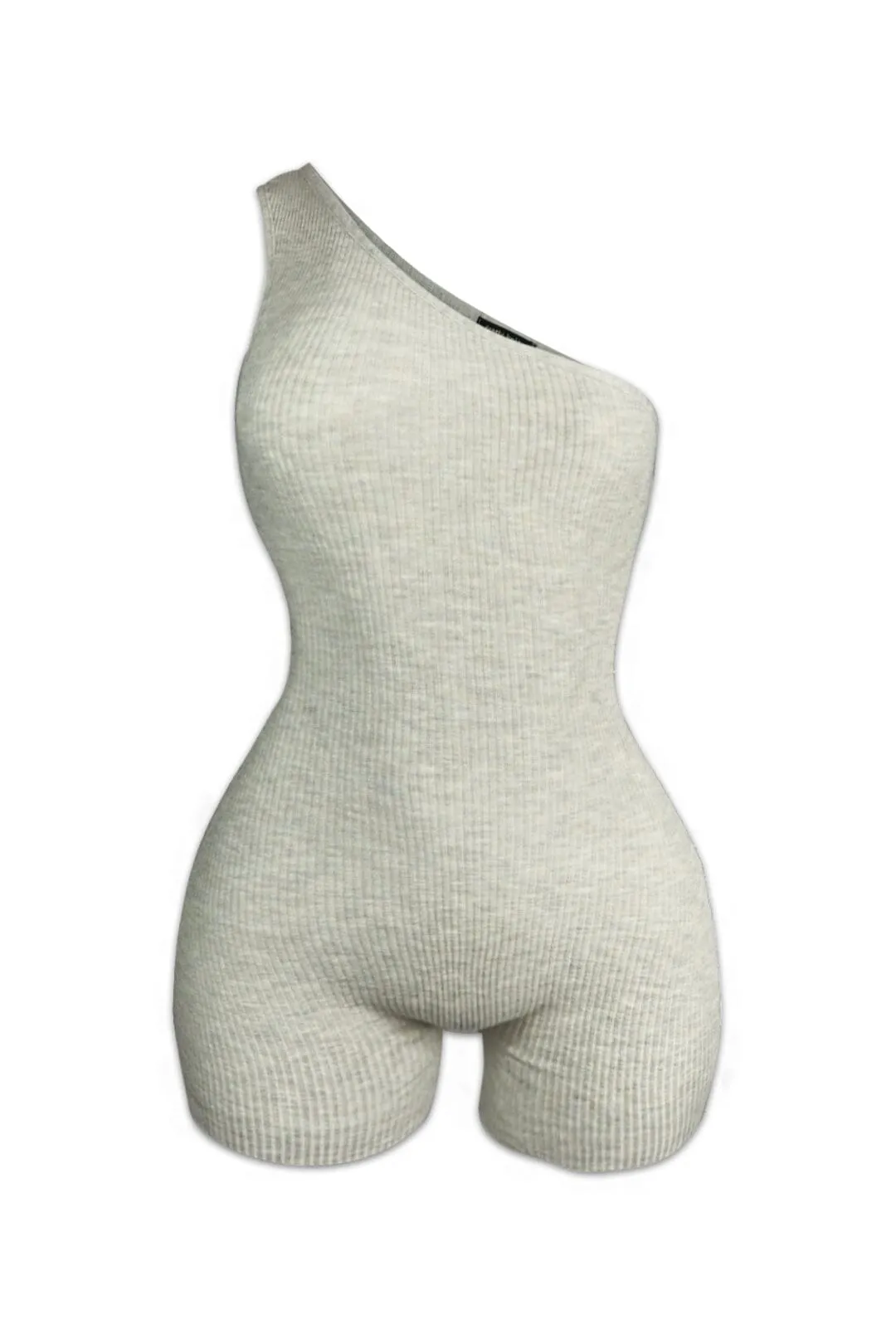 High Demand One Shoulder Ribbed Romper Flexible Waistband
