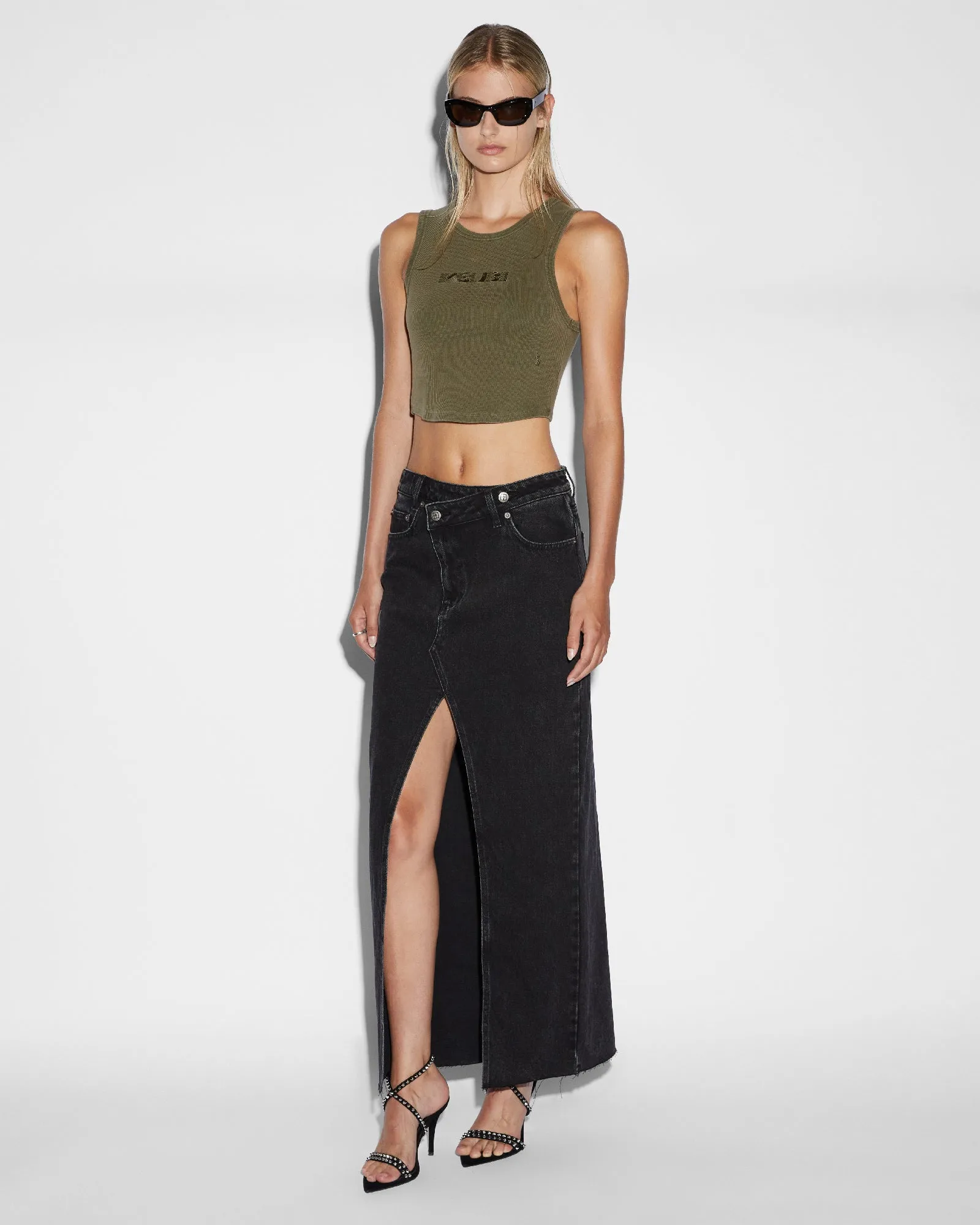 RELAX MAXI SKIRT WASHED BLACK Active Look RibbedHemline