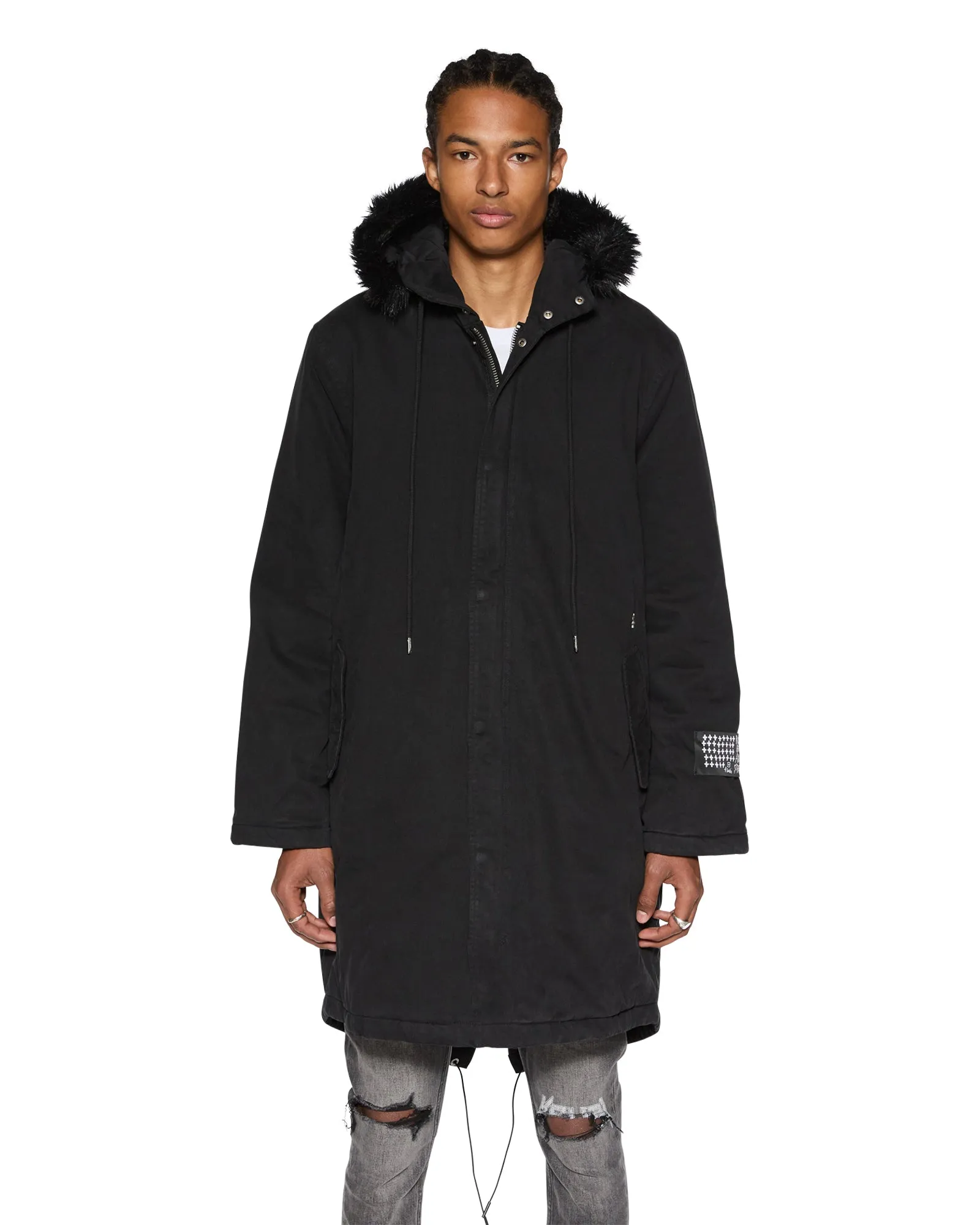 WeightedHem High Neck Collar RANGER PARKA OD BLACK