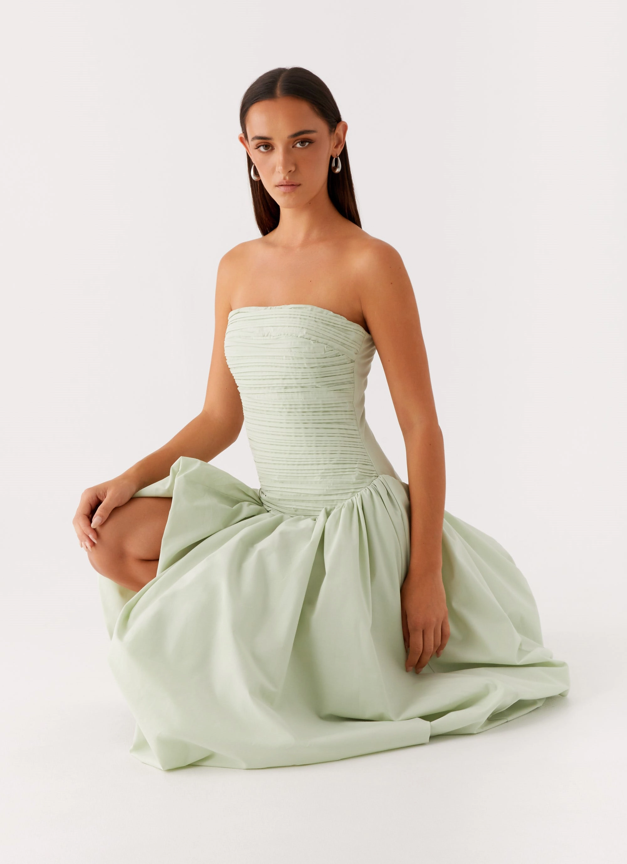 Misa Bubble Maxi Dress - Mint Night Mood Easy Pick
