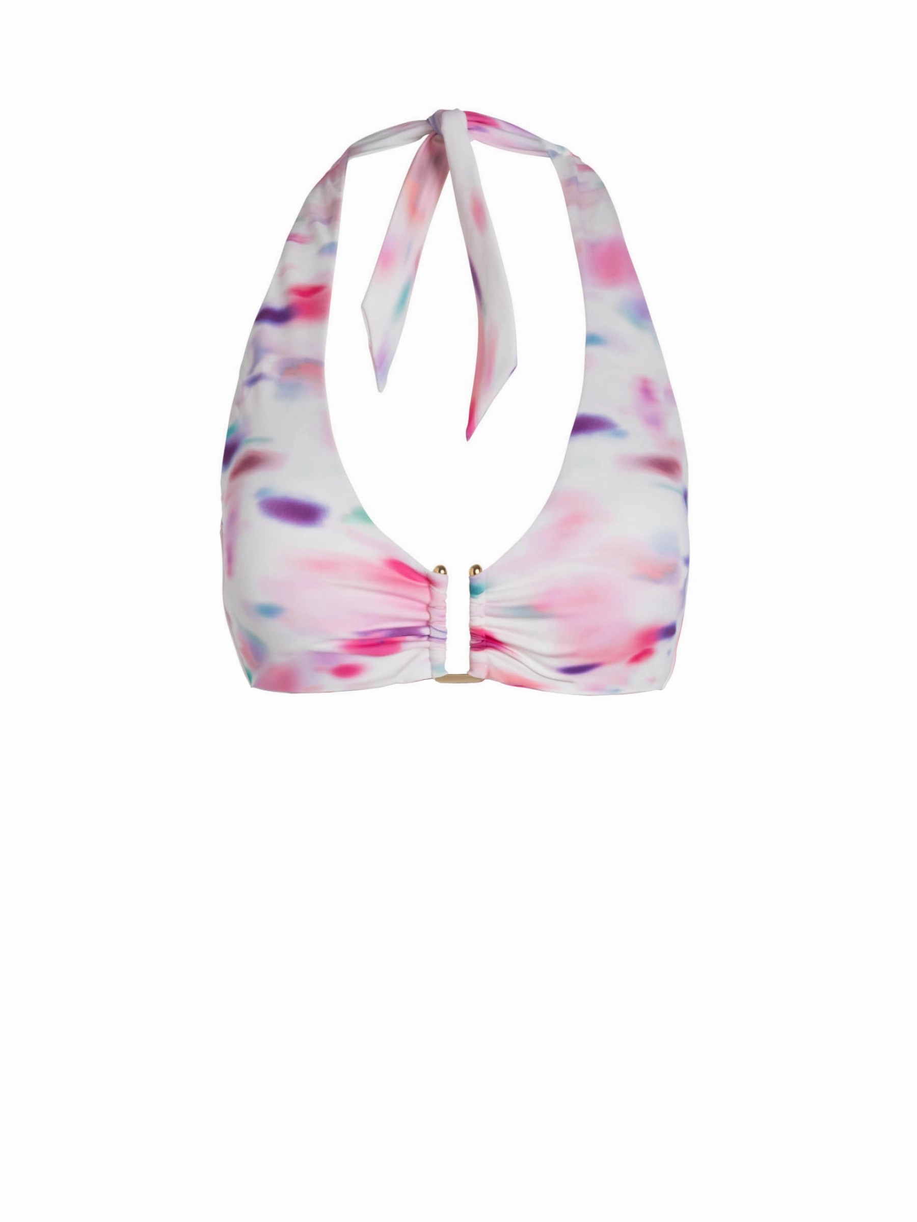 Shana Top In Hazy Ikat Ivory Flattering Cut Swim Backless