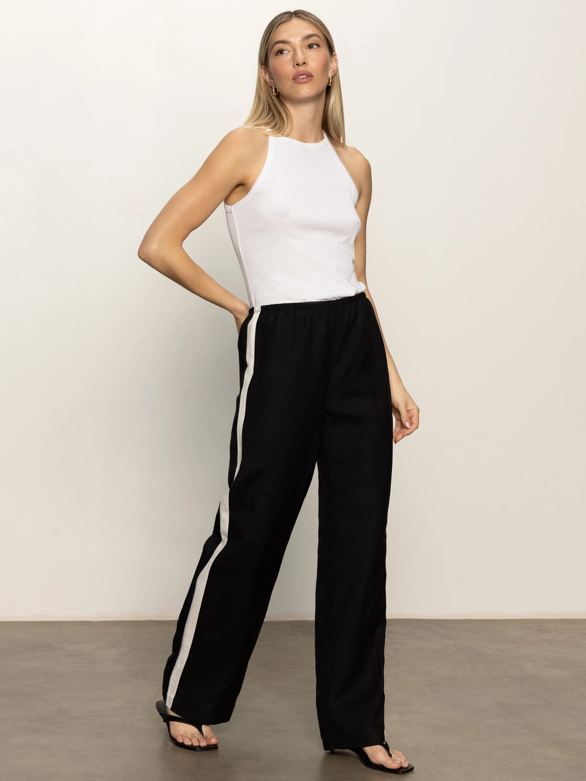 Fun Design Casual Semi-High Rise Track Pant Black Chalk Stripe