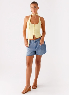 Casual Elegance Chic Comfort Roland Denim Shorts - Blue