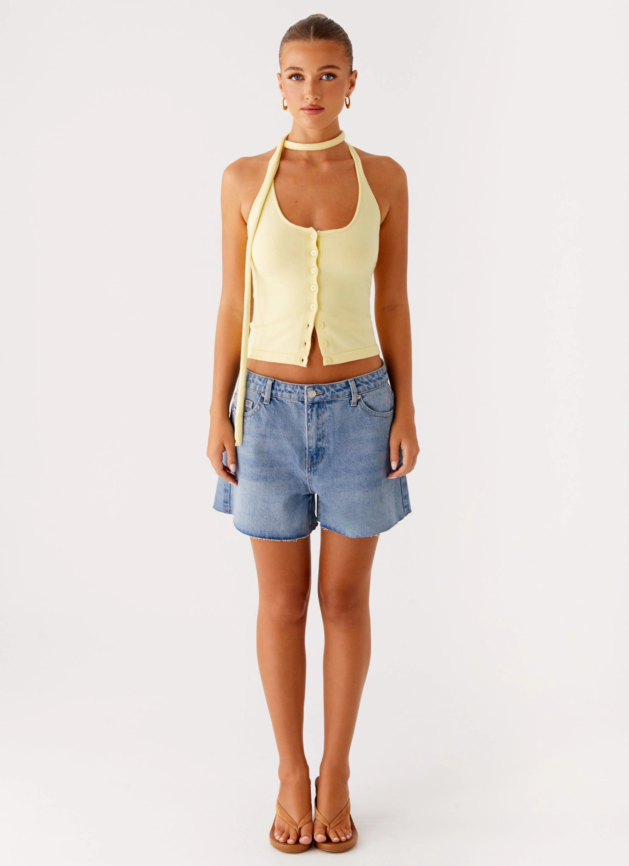 Roland Denim Shorts - Blue Durable Hemming Distressed finish