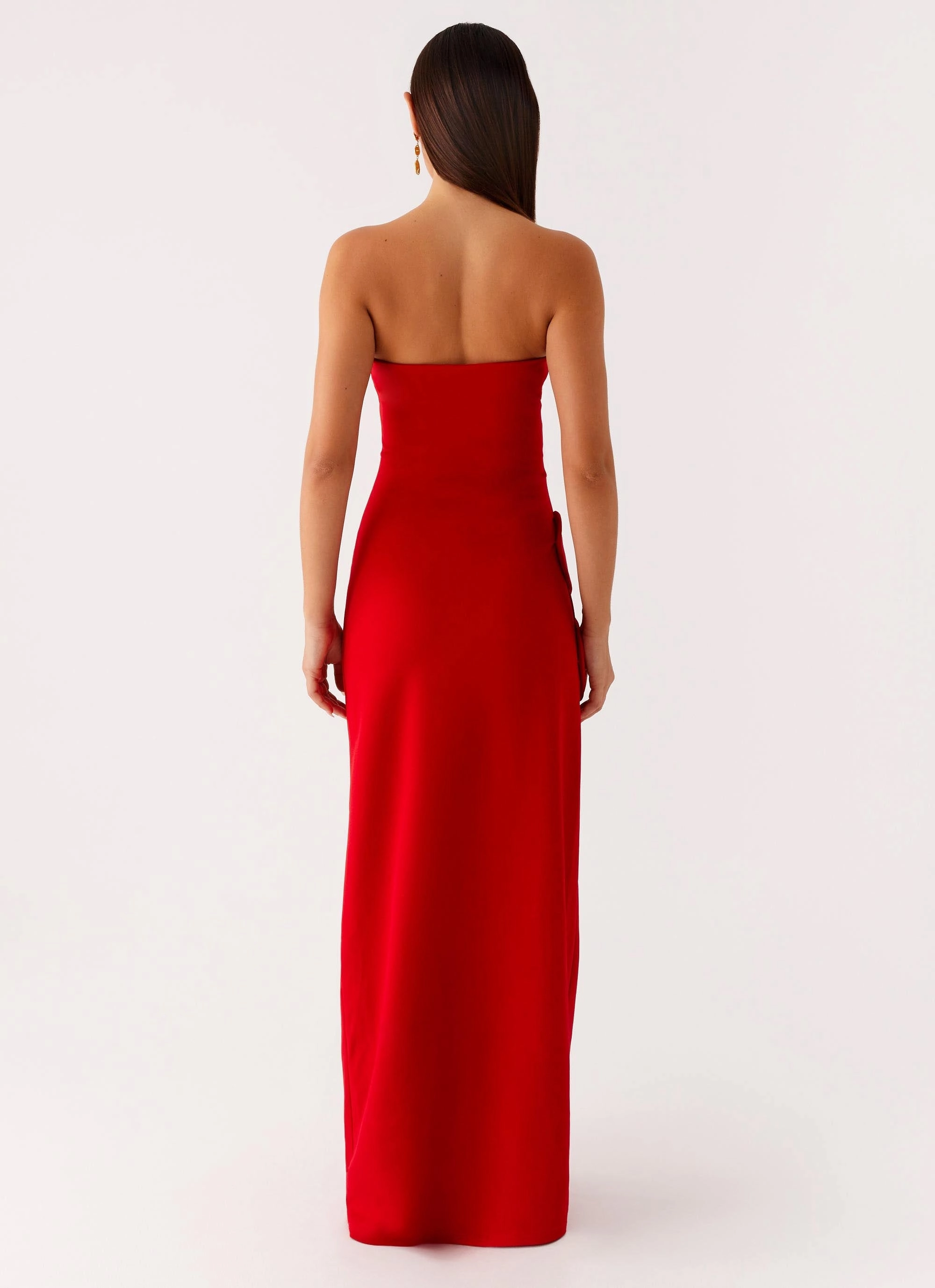 Hilton Strapless Maxi Dress - Red Date-Night Anytime Fit