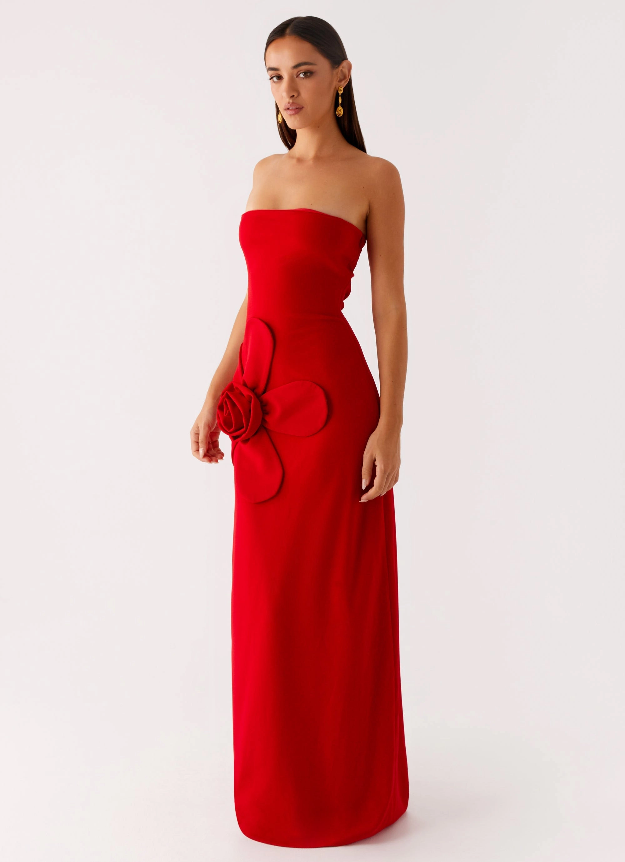 Perfect for Travel Hilton Strapless Maxi Dress - Red