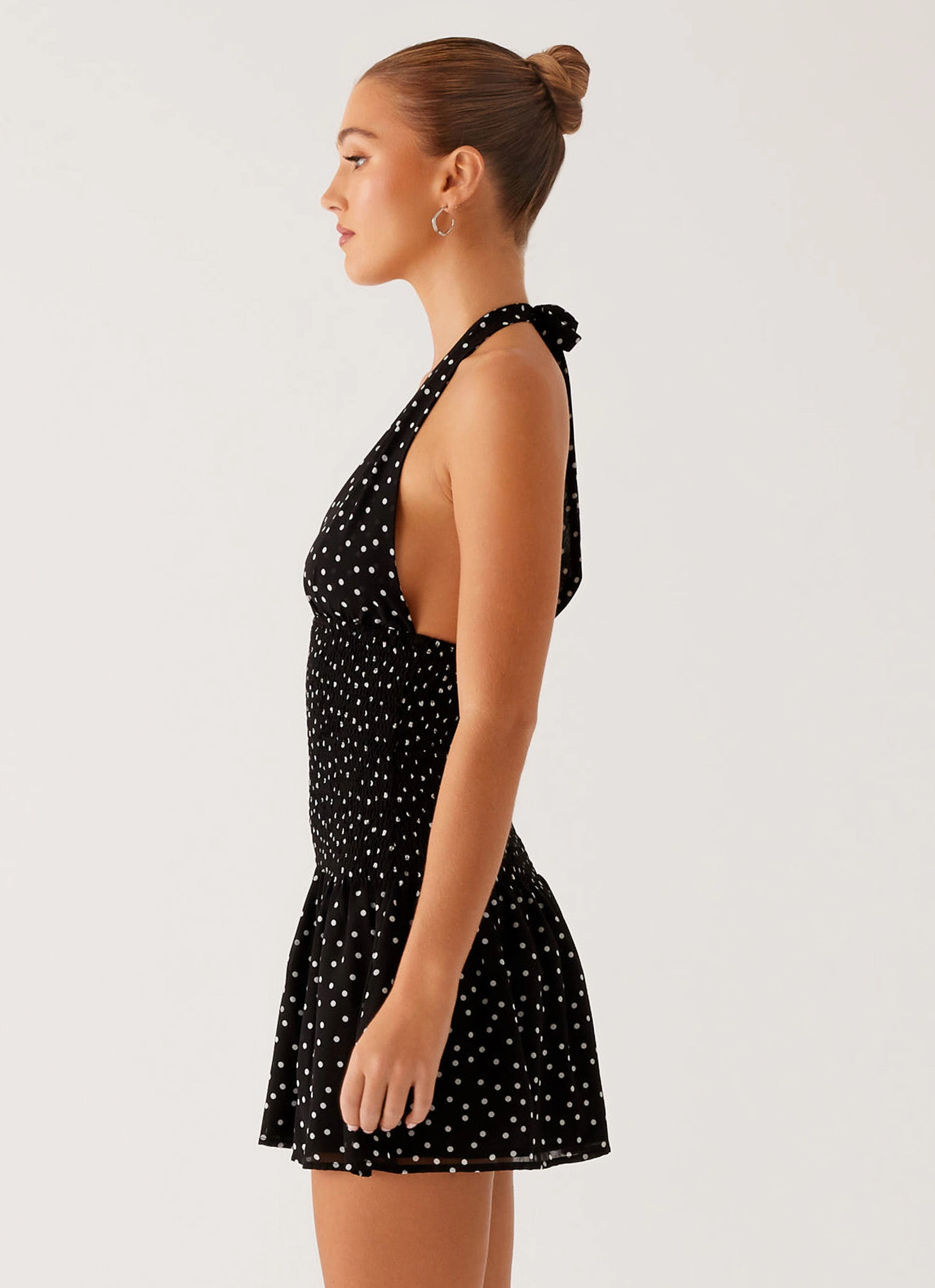 Holden Mini Dress - Black Polka Dot Office Appropriate Modern Cut