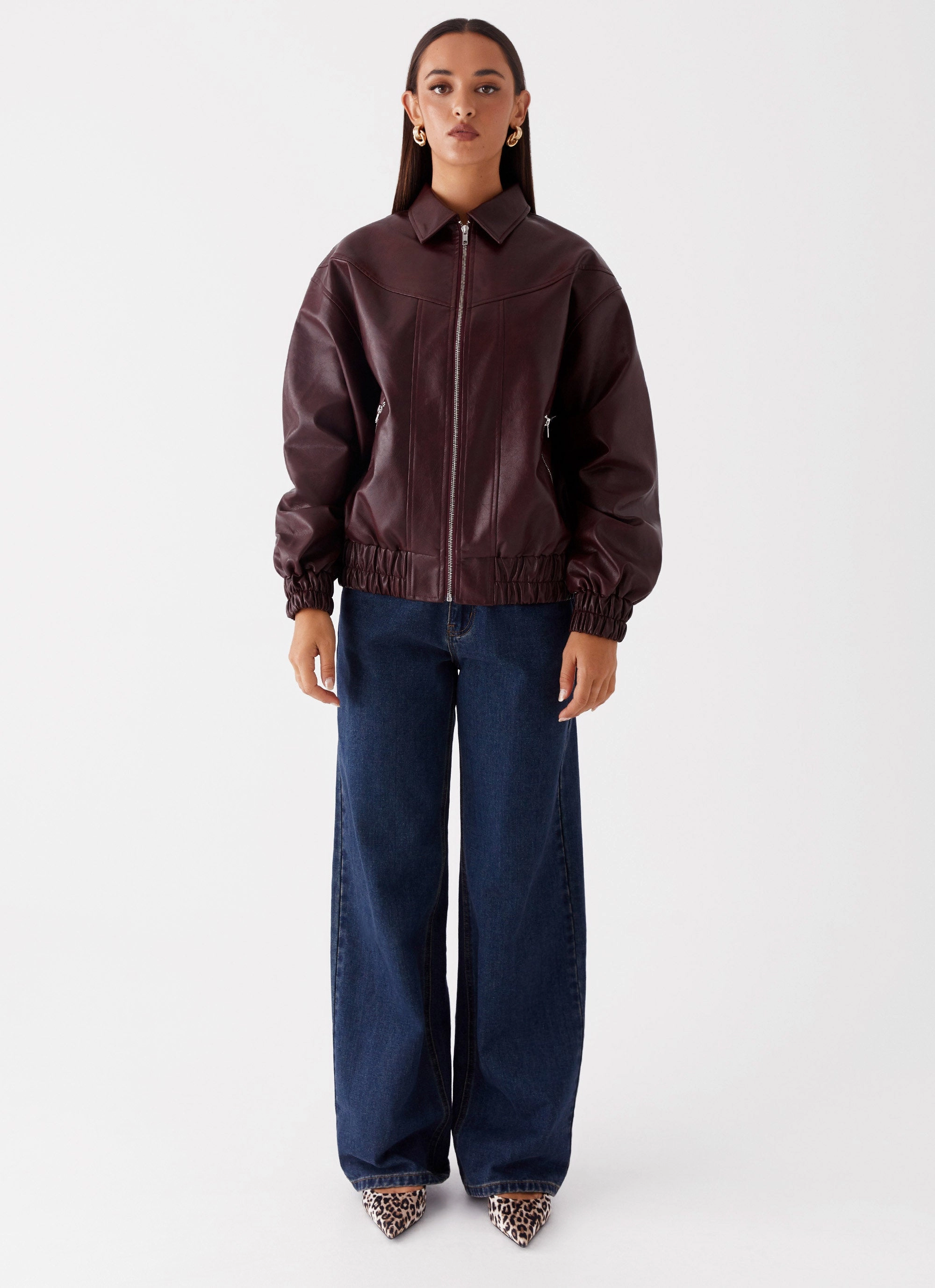 Holland Bomber Jacket - Wine Double Layered Edging back - to - school