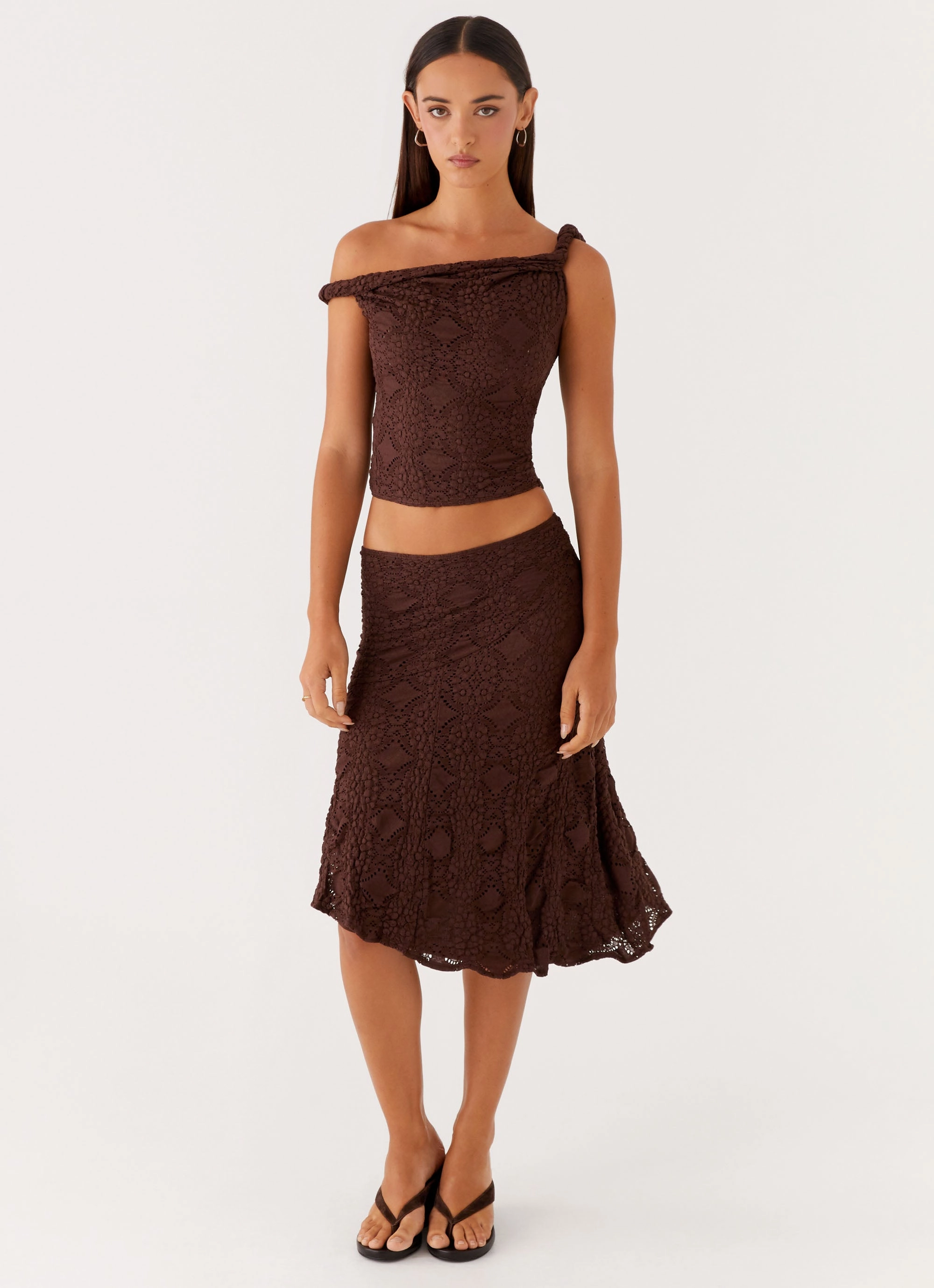 Midi length Mini length Diamond Sky Midi Skirt - Chocolate
