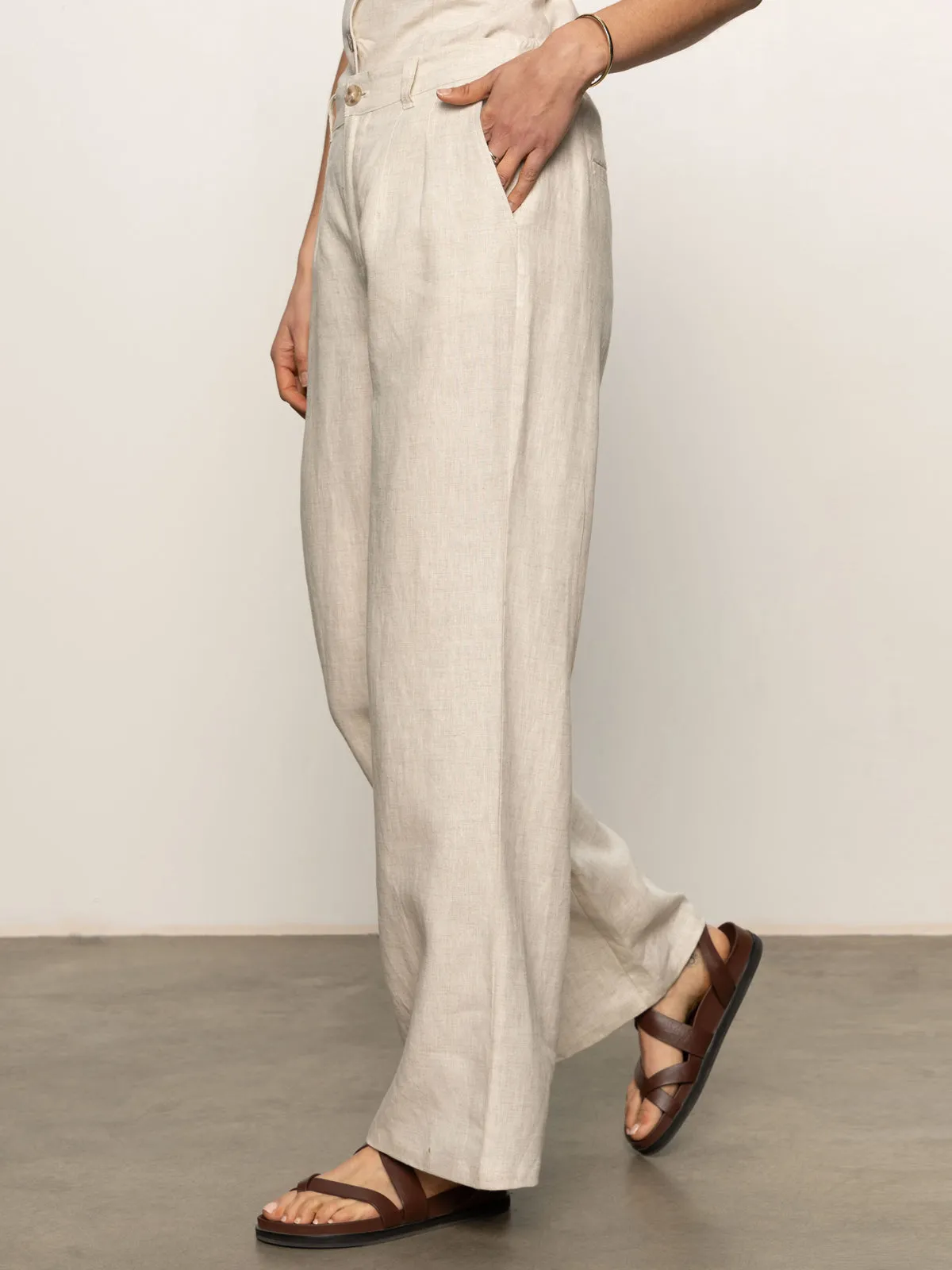 Practical Wear Hopper Semi High Rise Pant Flax